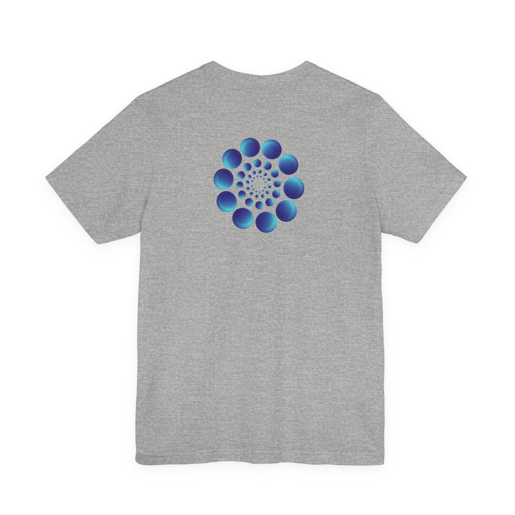 Spiral Blue Dot Tee — Geometric Optical Design T-Shirt