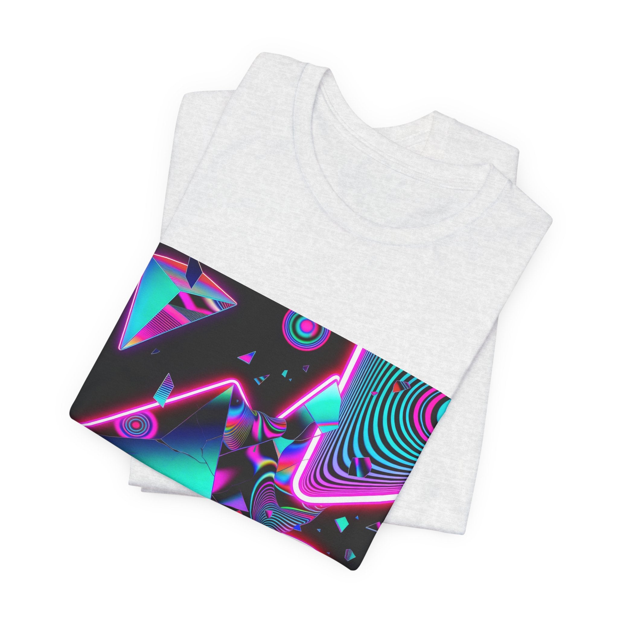 Retro Neon Vaporwave T-Shirt – 80s Synthwave Geometric Tee