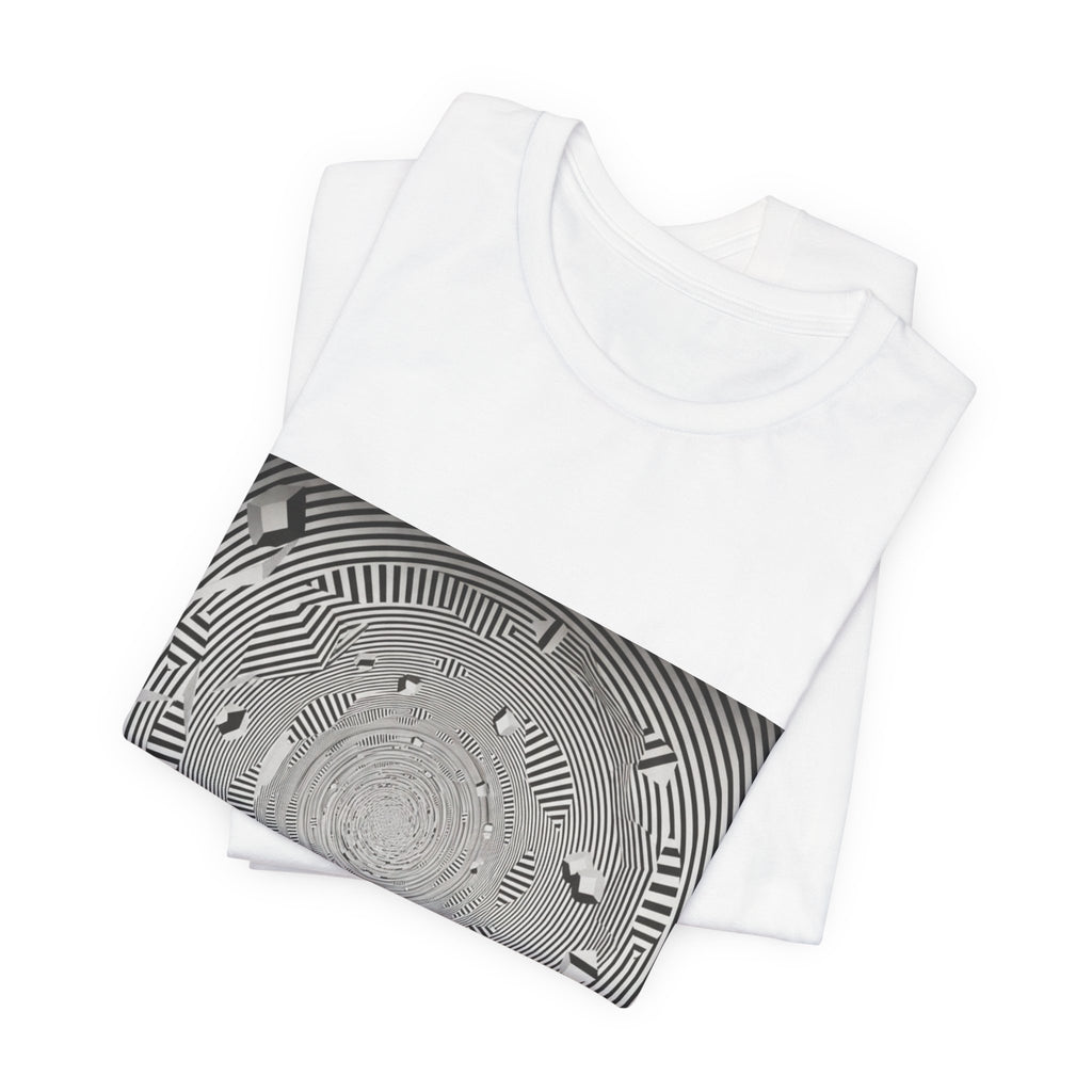 Optical Illusion Band Tee — Silhouette Crowd Spiral Concert Graphic T-Shirt