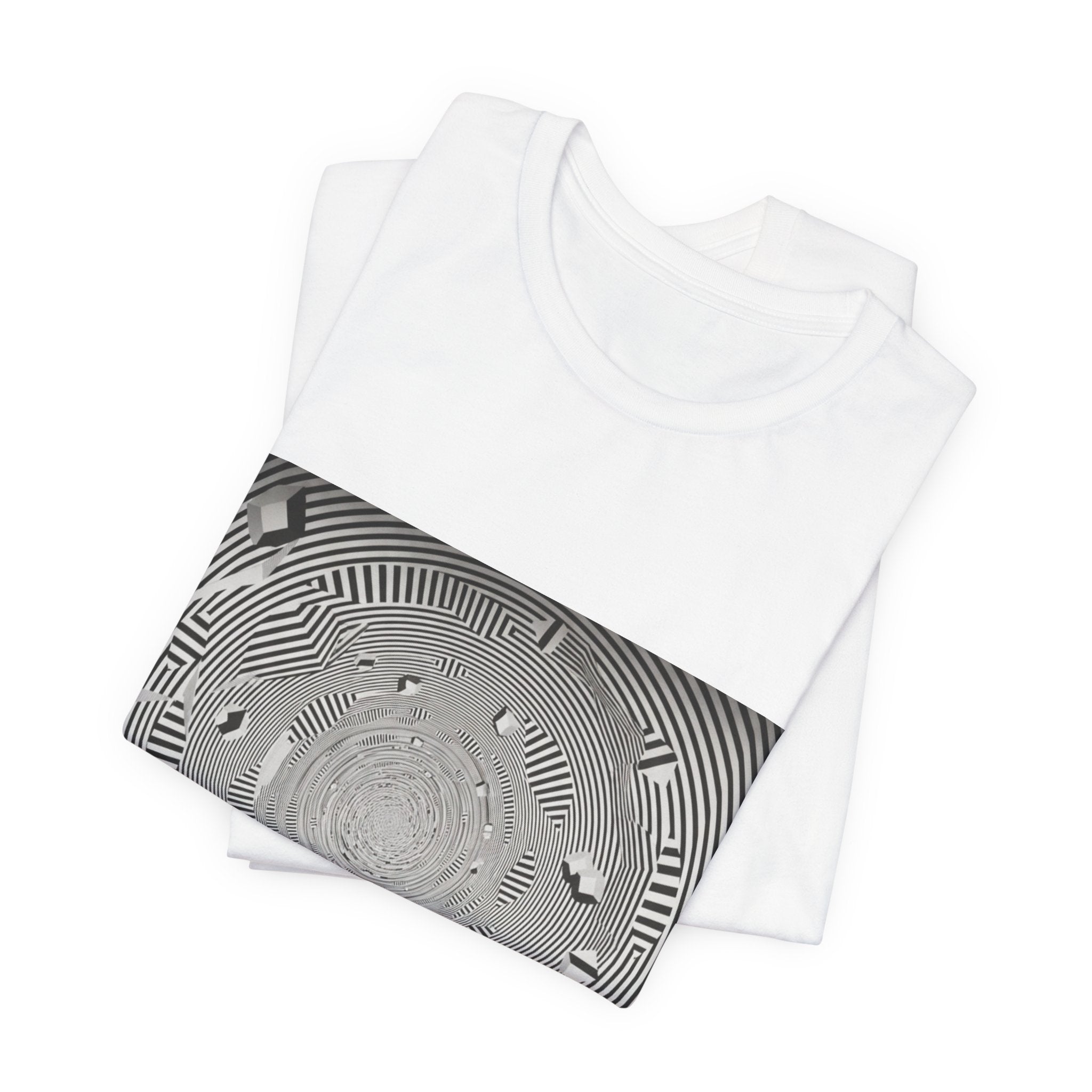 Optical Illusion Band Tee — Silhouette Crowd Spiral Concert Graphic T-Shirt