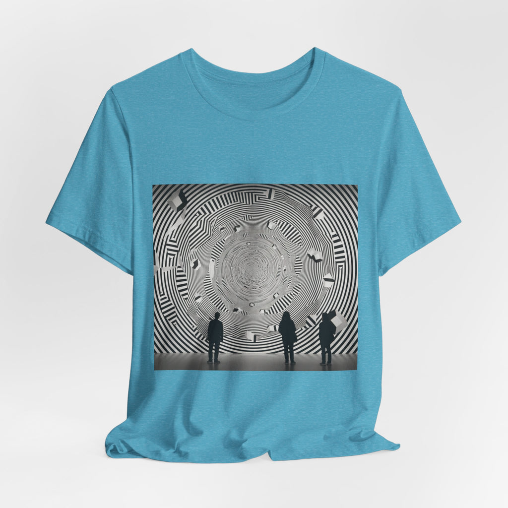Optical Illusion Band Tee — Silhouette Crowd Spiral Concert Graphic T-Shirt