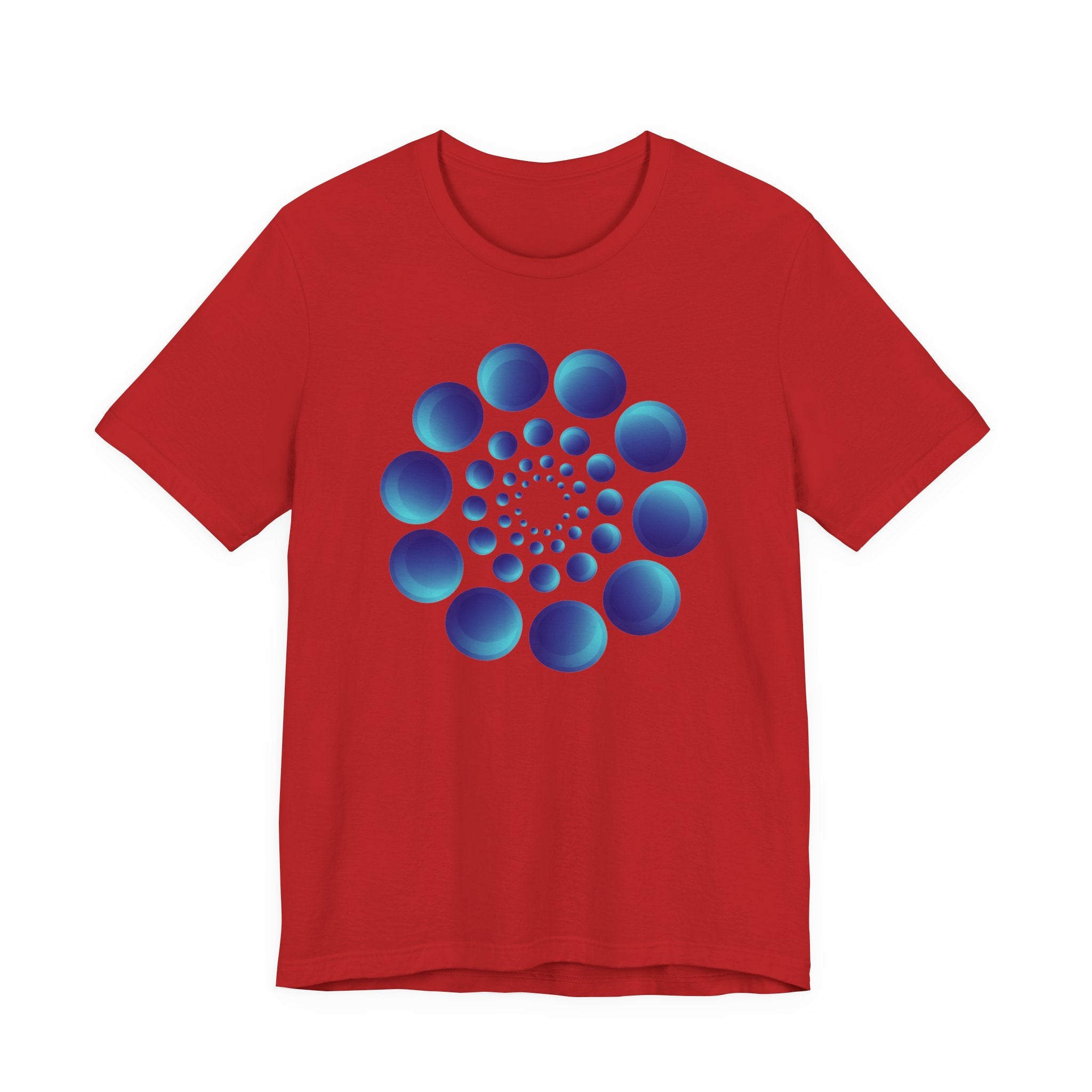 Spiral Blue Dot Tee — Geometric Optical Design T-Shirt