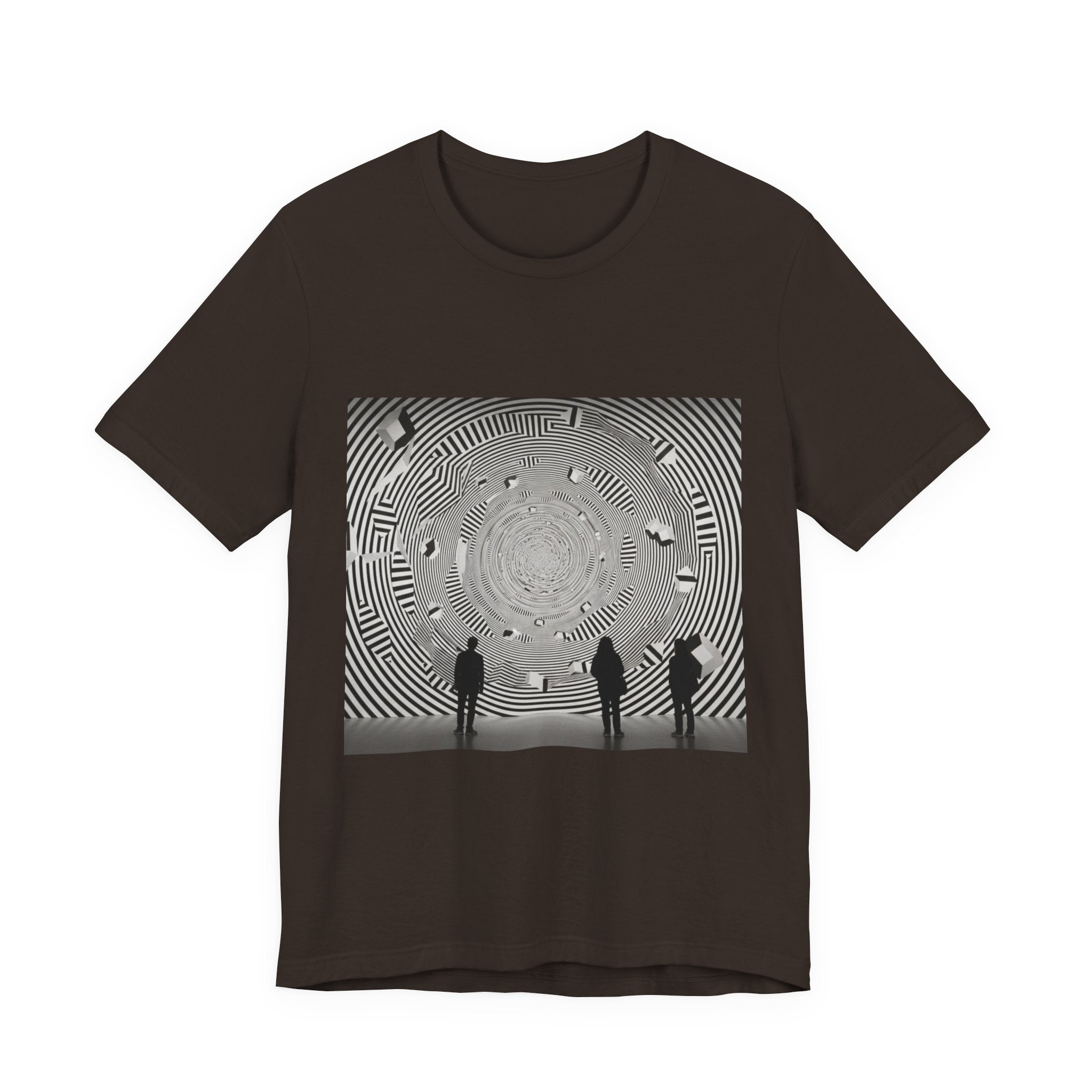 Optical Illusion Band Tee — Silhouette Crowd Spiral Concert Graphic T-Shirt