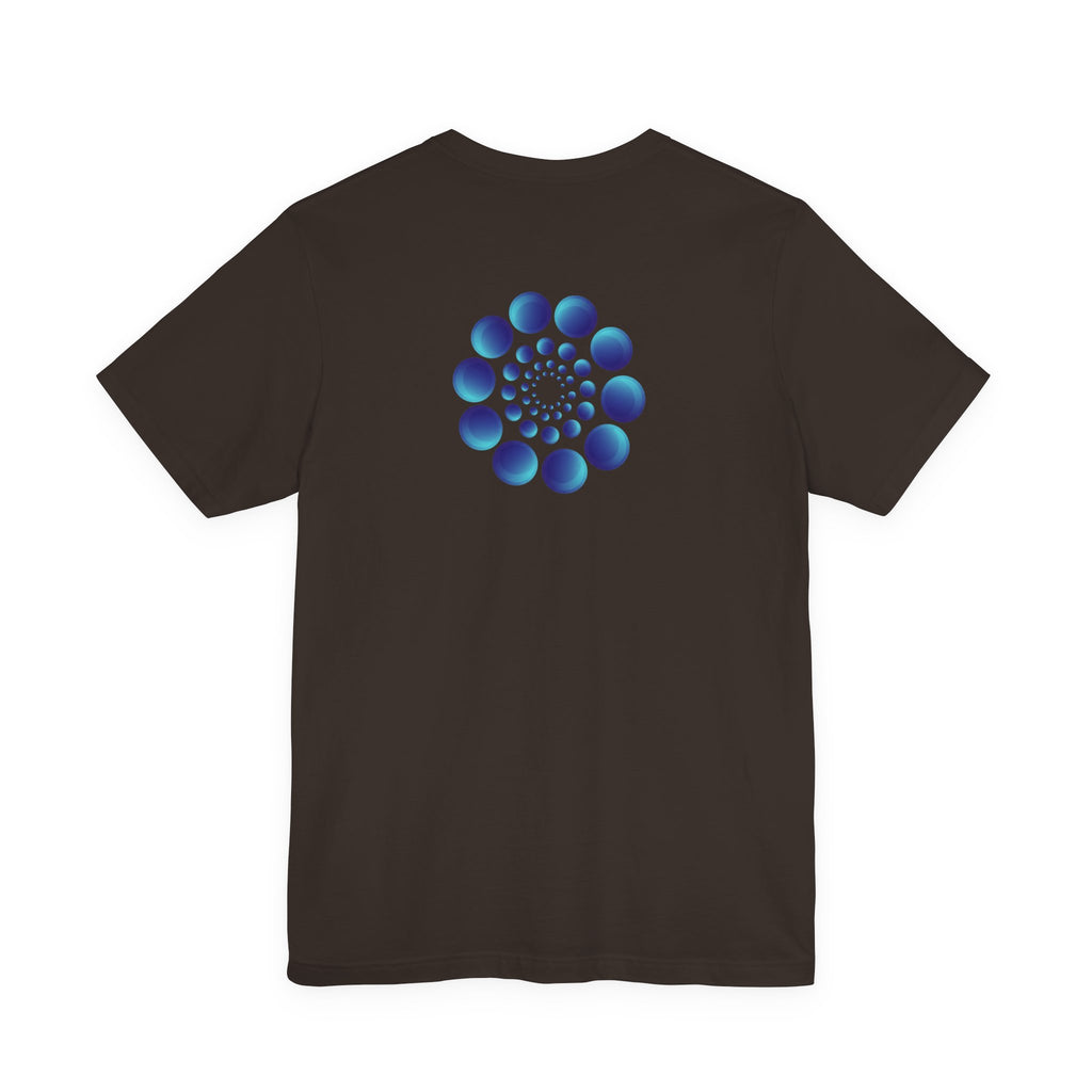 Spiral Blue Dot Tee — Geometric Optical Design T-Shirt