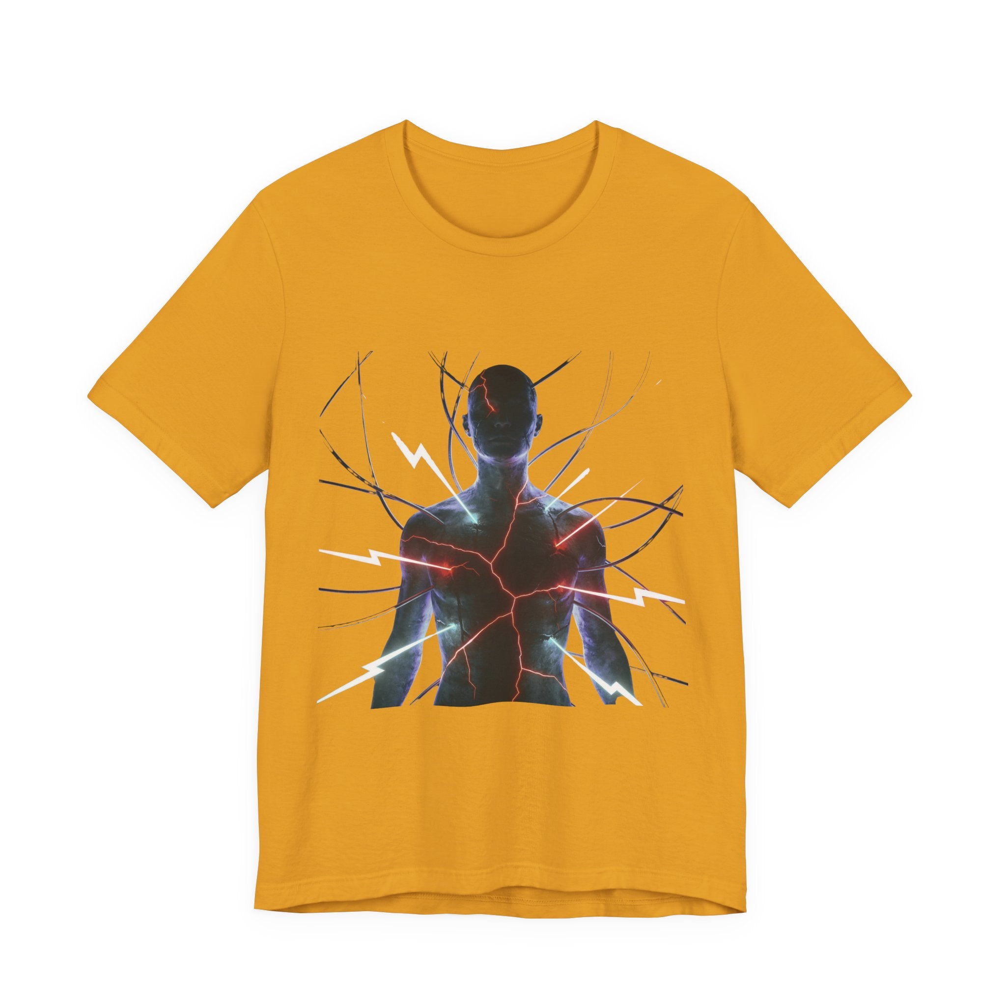 Abstract Electric Silhouette Tee — Futuristic Lightning Graphic T-Shirt