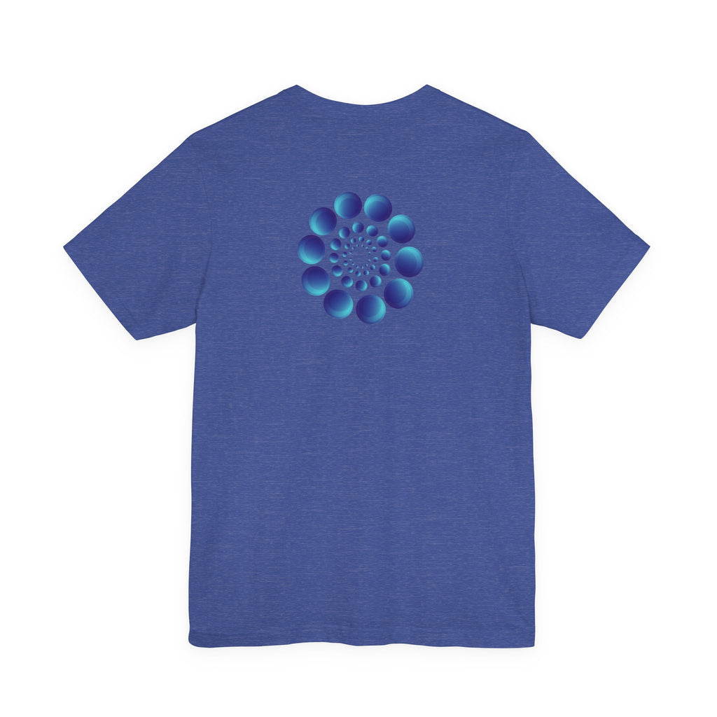 Spiral Blue Dot Tee — Geometric Optical Design T-Shirt