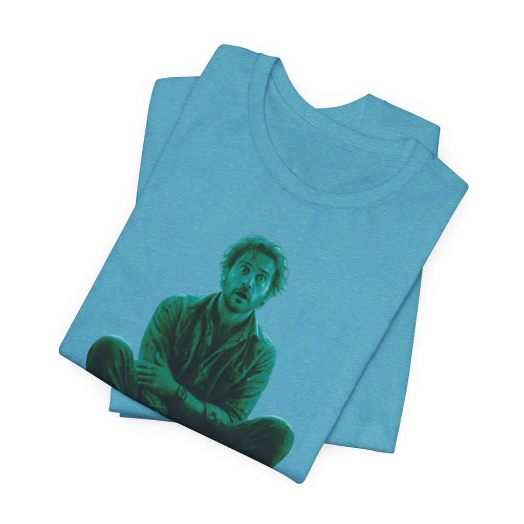 Sitting Silhouette Tee — Moody Green Portrait Graphic T-Shirt