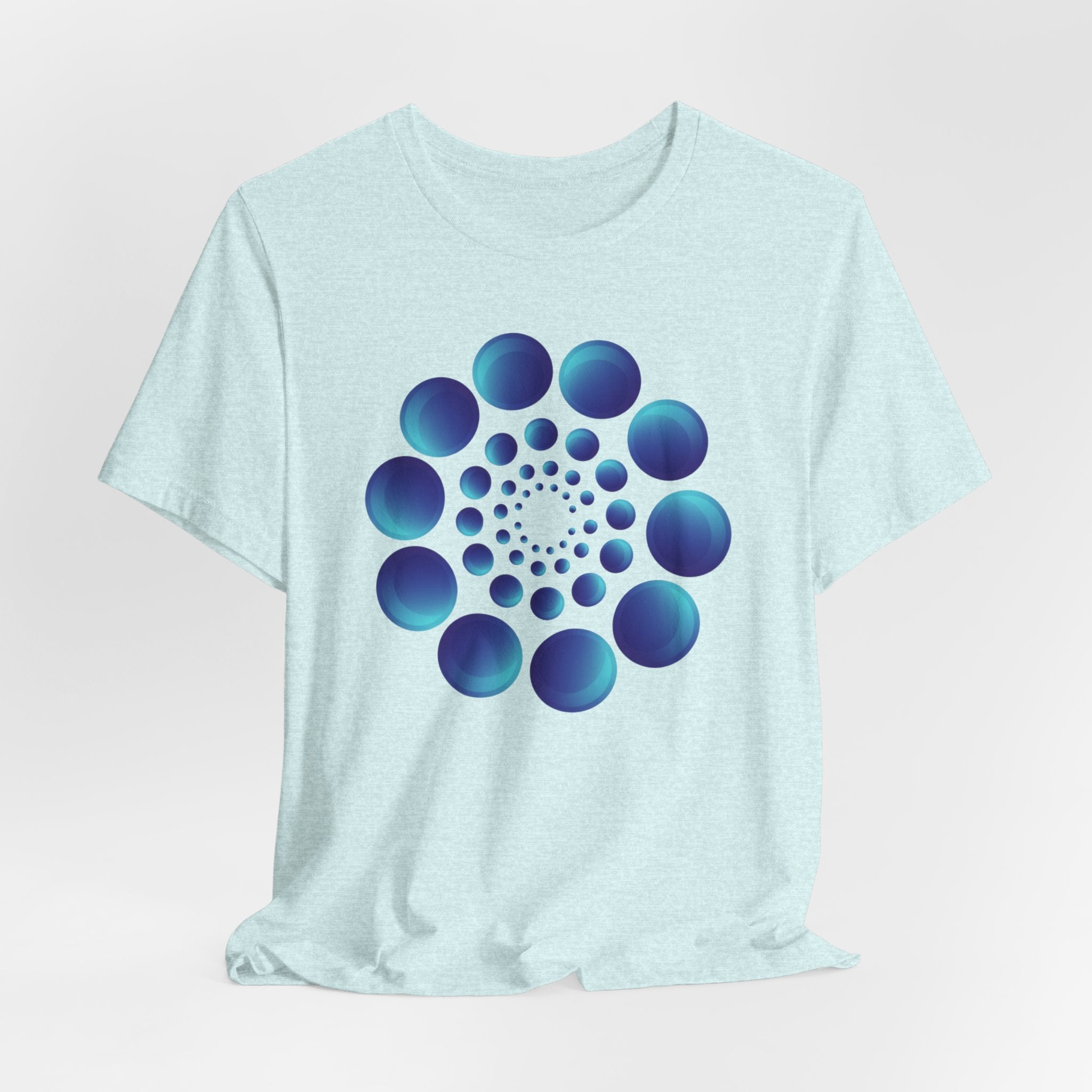 Spiral Blue Dot Tee — Geometric Optical Design T-Shirt