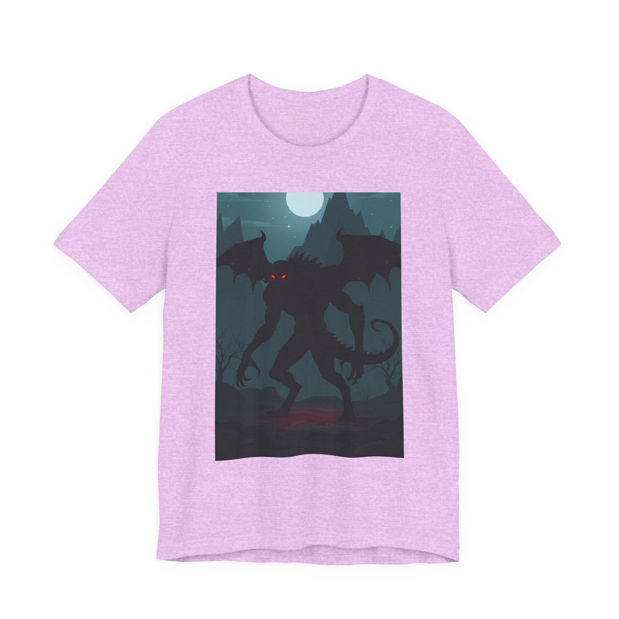 Cthulhu Nightscape T-Shirt — Lovecraftian Monster Tee with Glowing Red Eyes