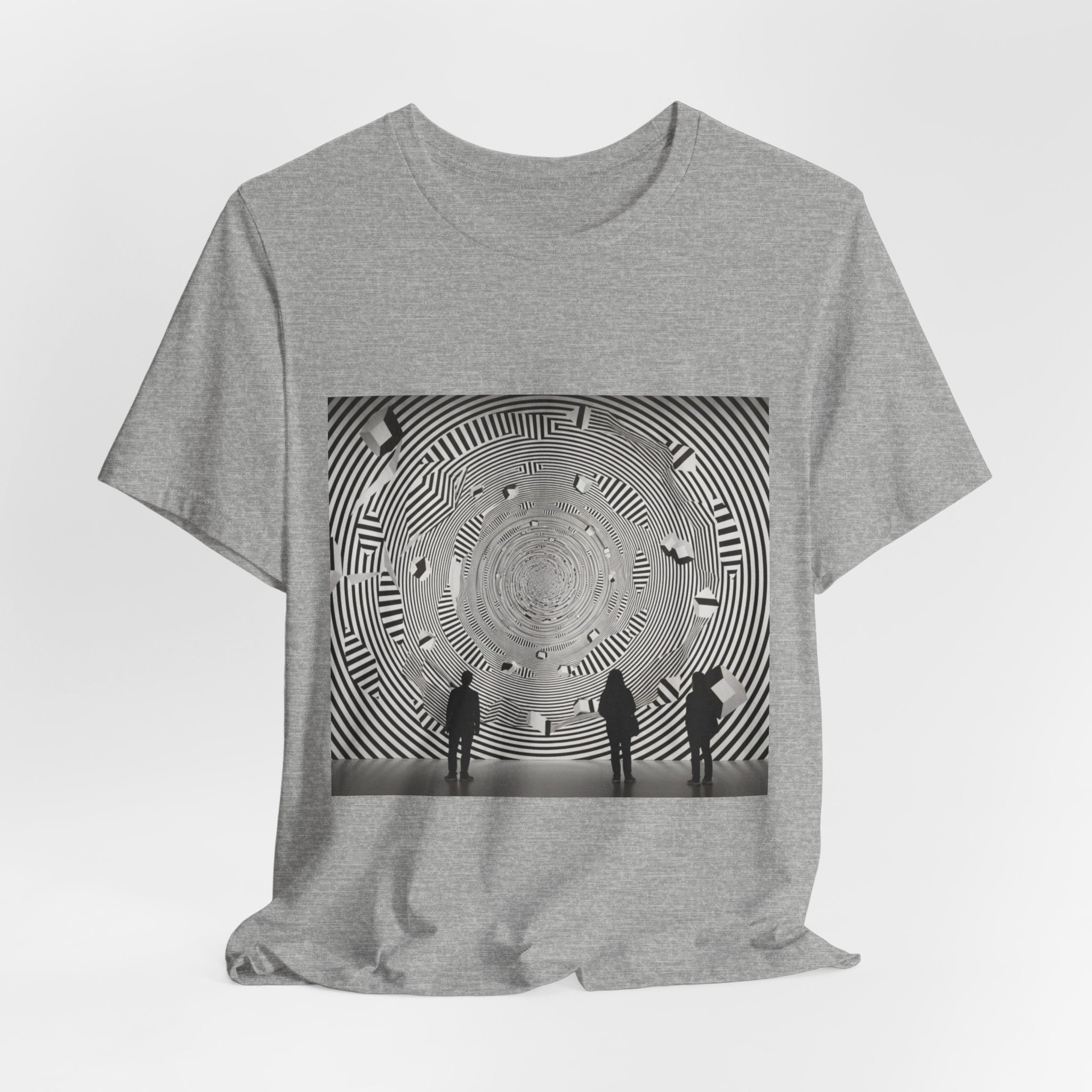 Optical Illusion Band Tee — Silhouette Crowd Spiral Concert Graphic T-Shirt
