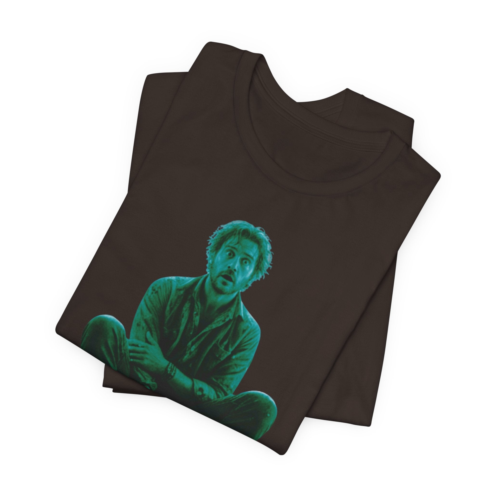 Sitting Silhouette Tee — Moody Green Portrait Graphic T-Shirt
