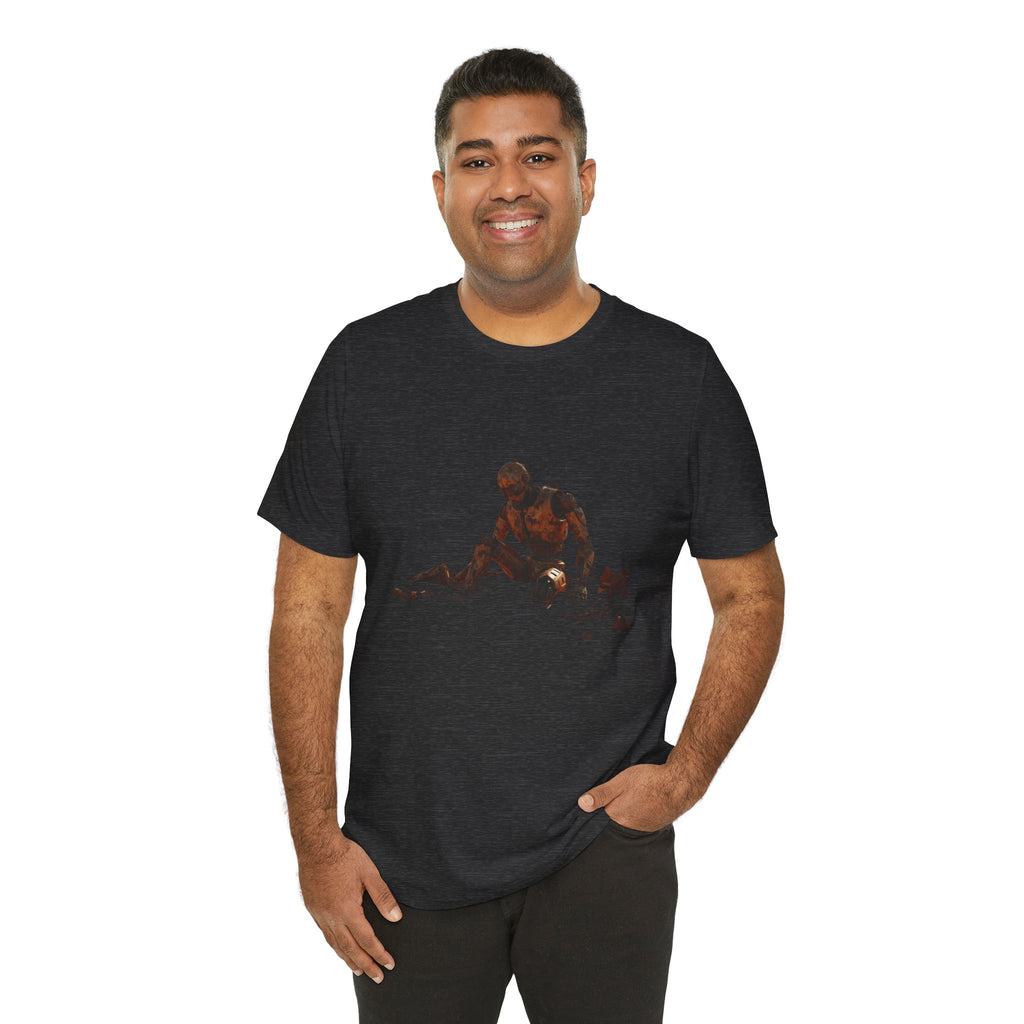 Survivor Figure Graphic Tee — Desert Wanderer Illustration T-Shirt