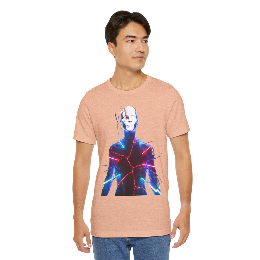 Electric Human Silhouette Tee — Neon Lightning Graphic T‑Shirt