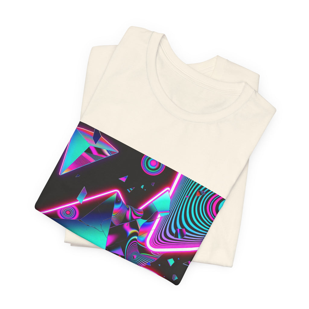 Retro Neon Vaporwave T-Shirt – 80s Synthwave Geometric Tee