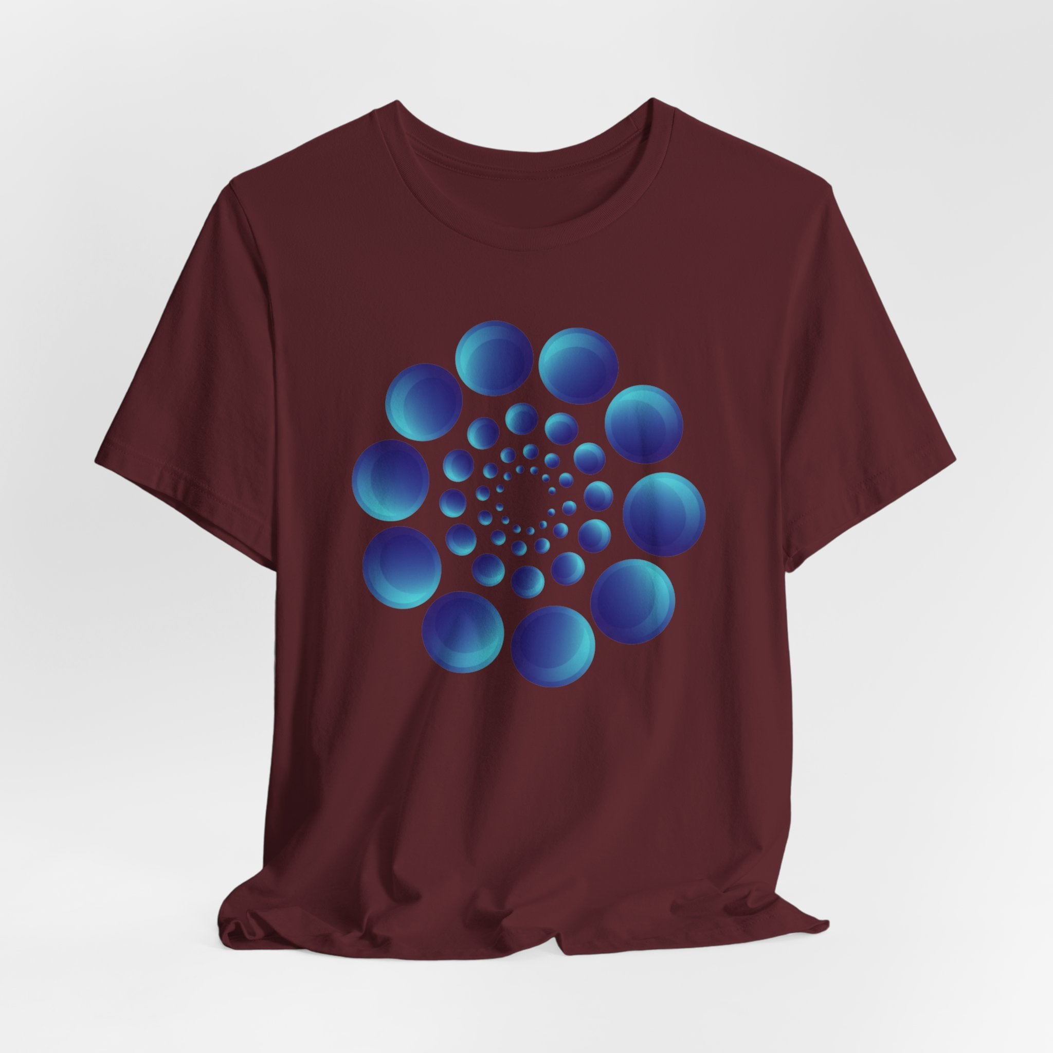Spiral Blue Dot Tee — Geometric Optical Design T-Shirt