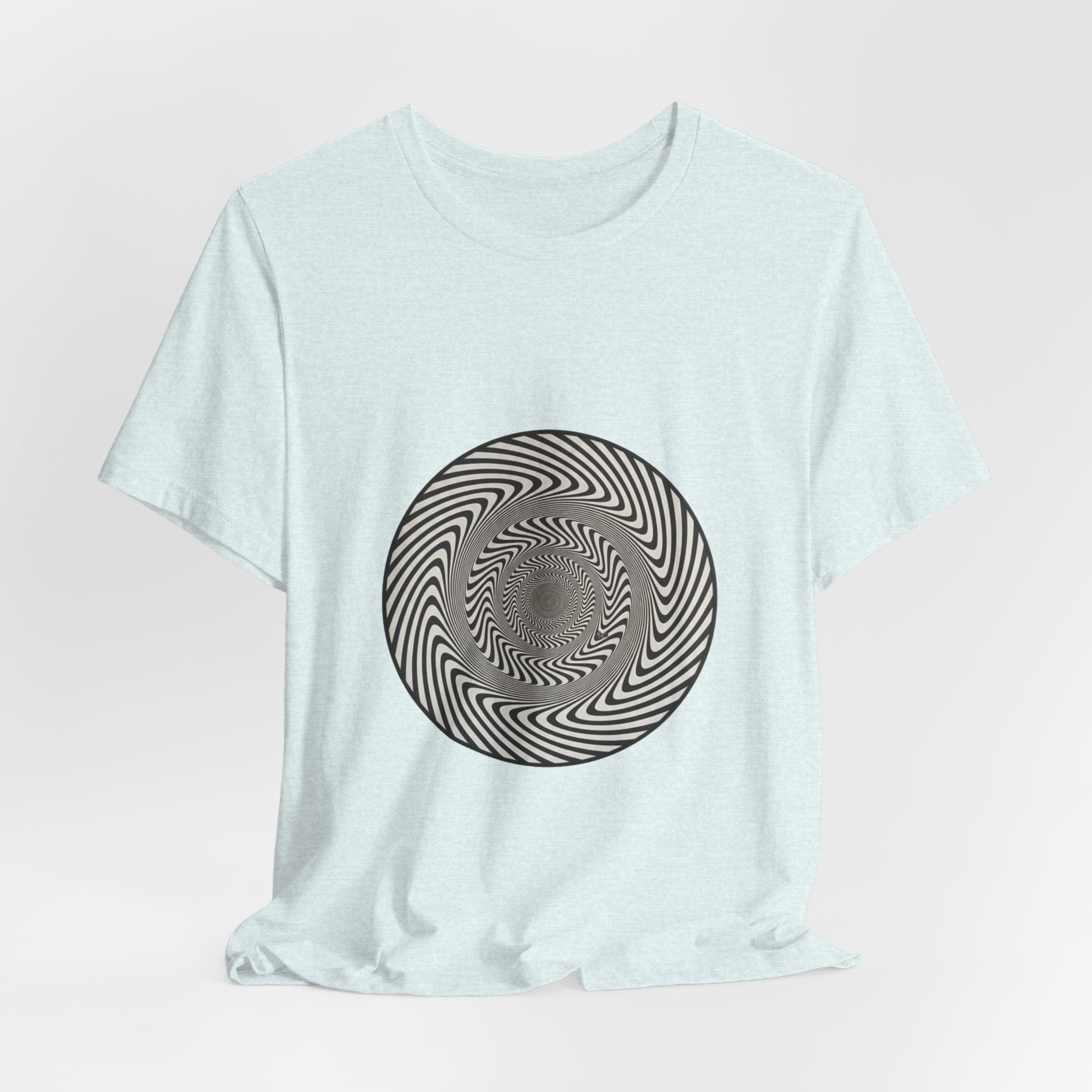Optical Spiral Illusion Tee - Black Hypnotic Circle Graphic T-Shirt
