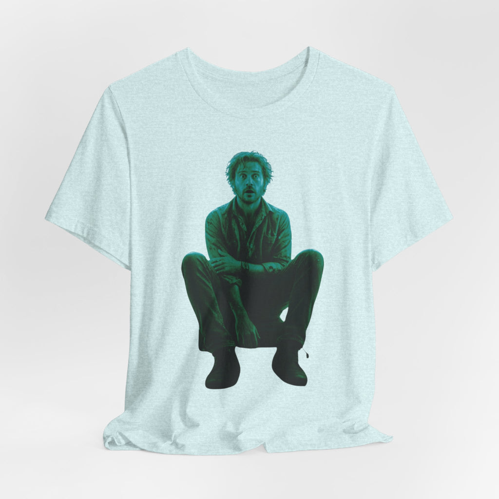 Sitting Silhouette Tee — Moody Green Portrait Graphic T-Shirt