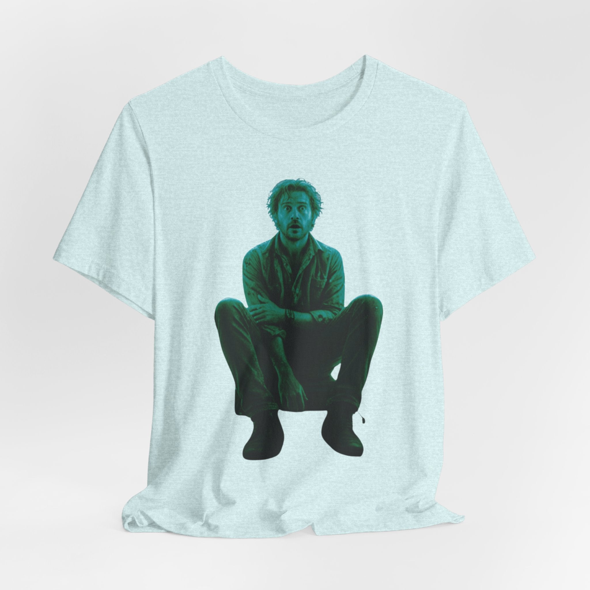 Sitting Silhouette Tee — Moody Green Portrait Graphic T-Shirt