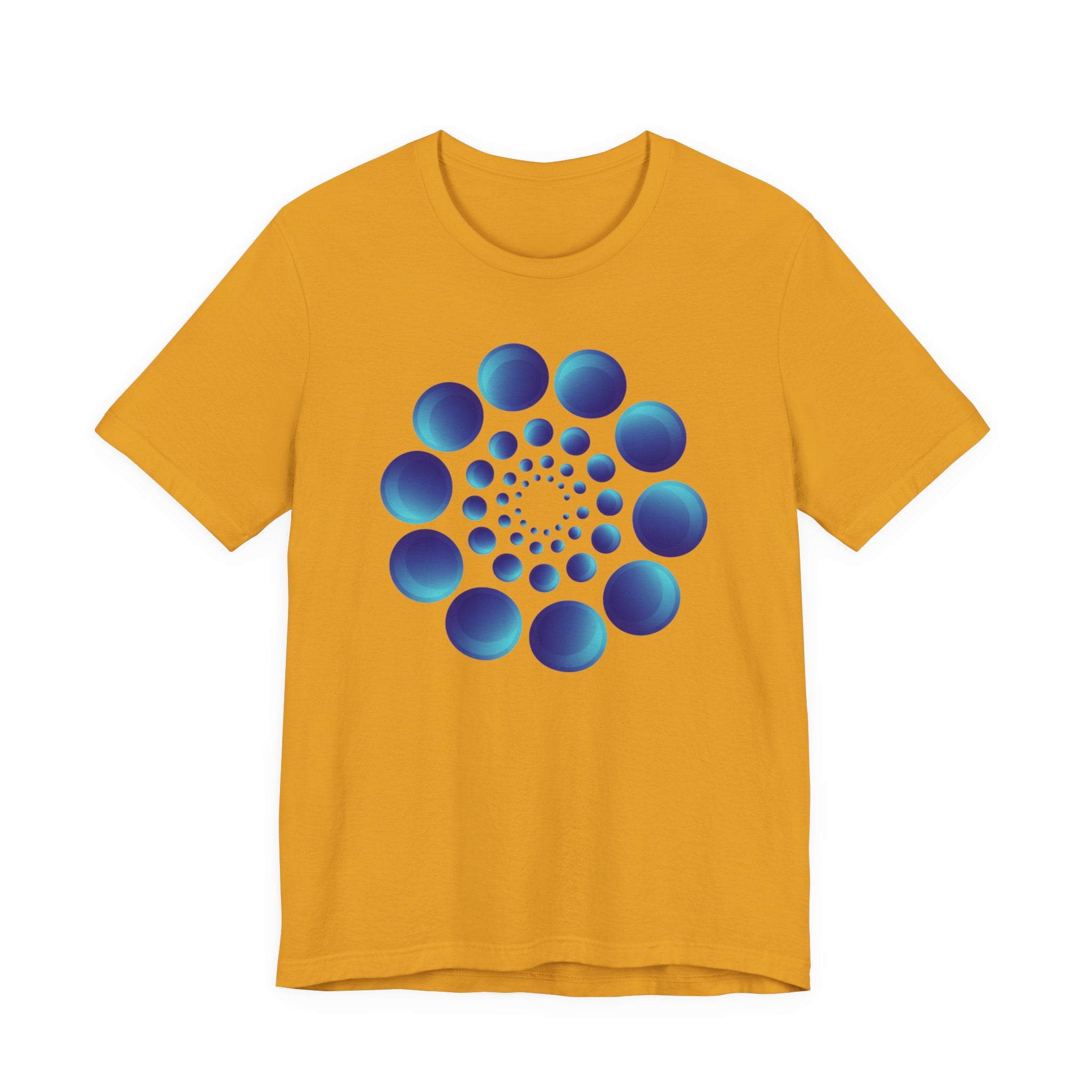 Spiral Blue Dot Tee — Geometric Optical Design T-Shirt