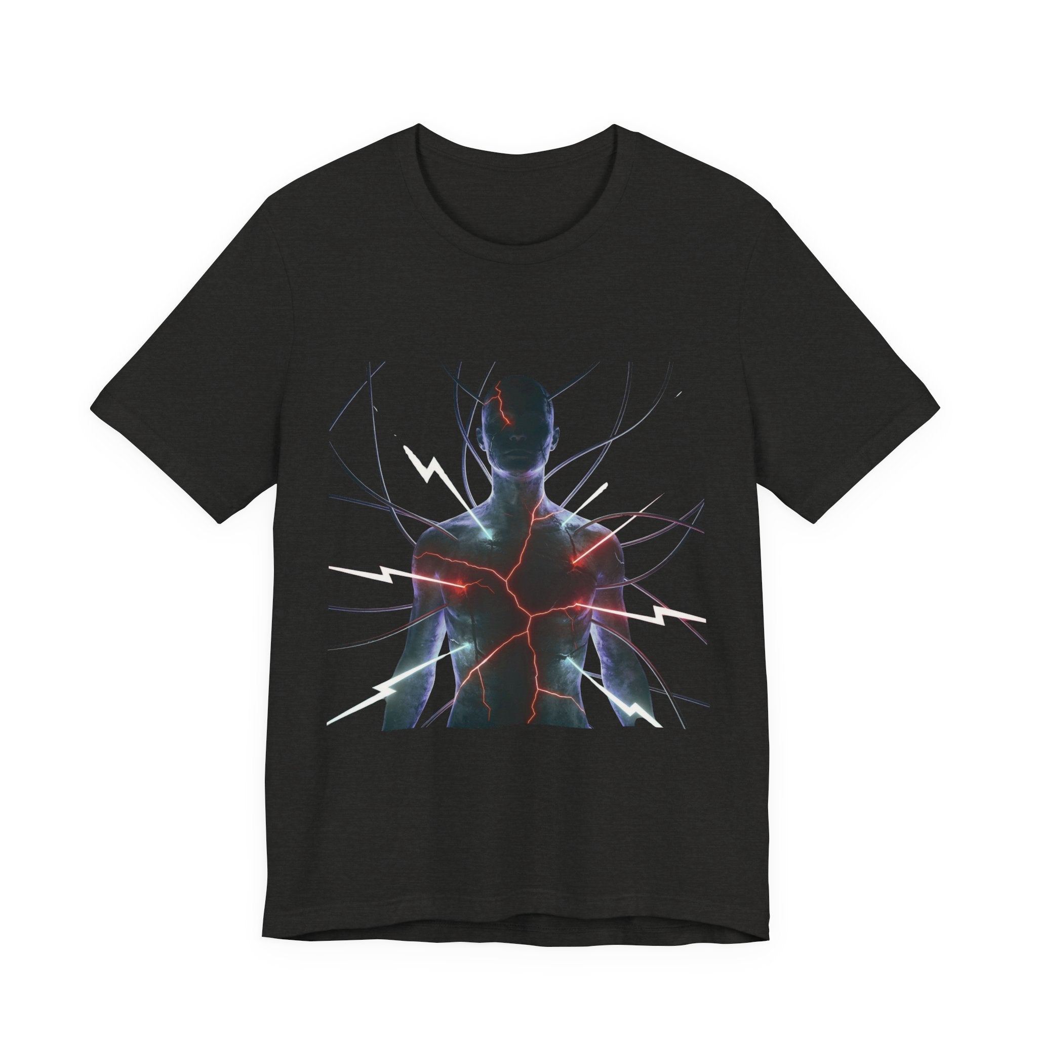 Abstract Electric Silhouette Tee — Futuristic Lightning Graphic T-Shirt