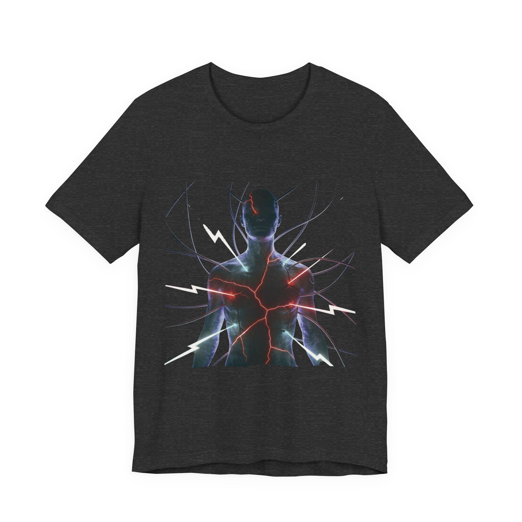 Abstract Electric Silhouette Tee — Futuristic Lightning Graphic T-Shirt
