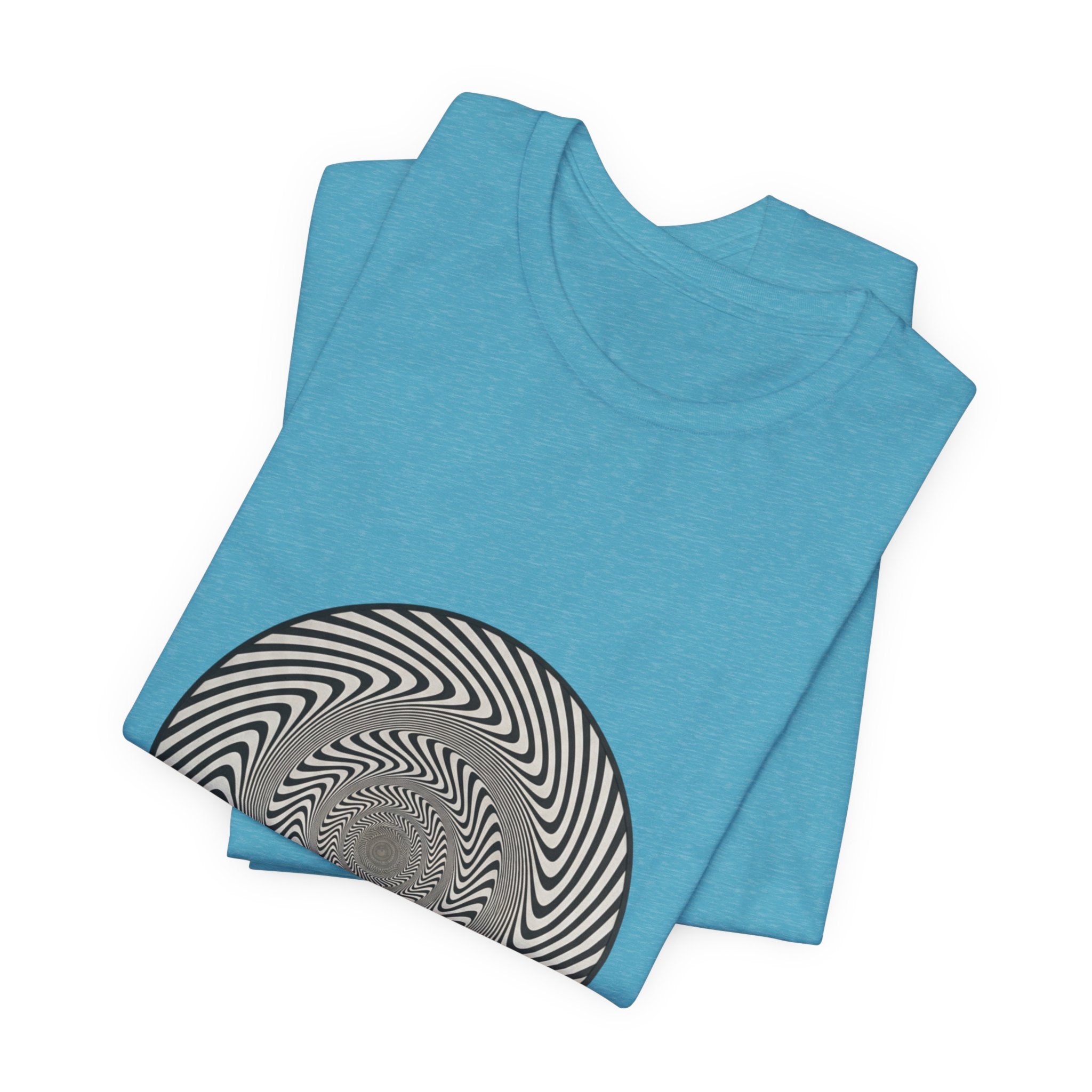 Optical Spiral Illusion Tee - Black Hypnotic Circle Graphic T-Shirt