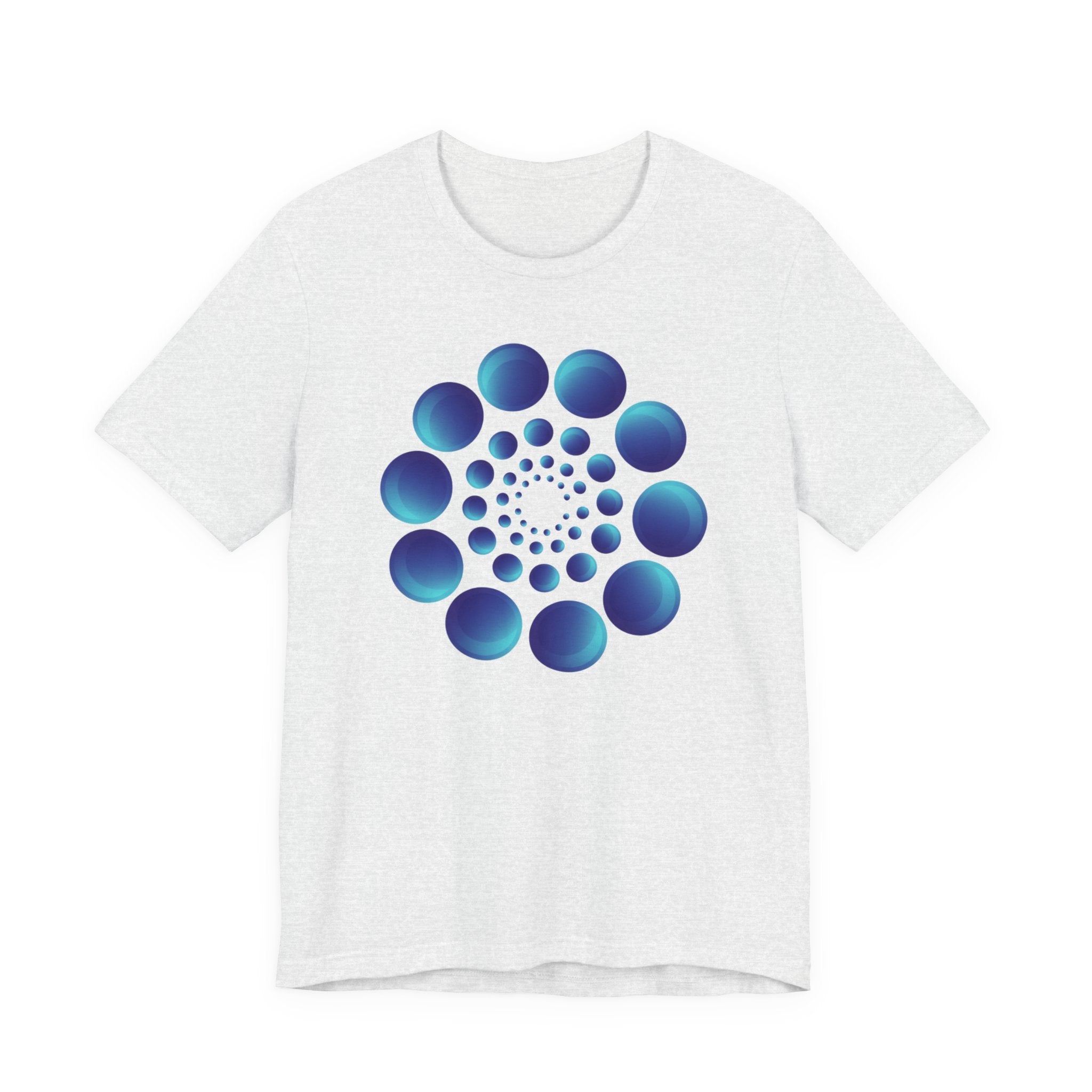Spiral Blue Dot Tee — Geometric Optical Design T-Shirt