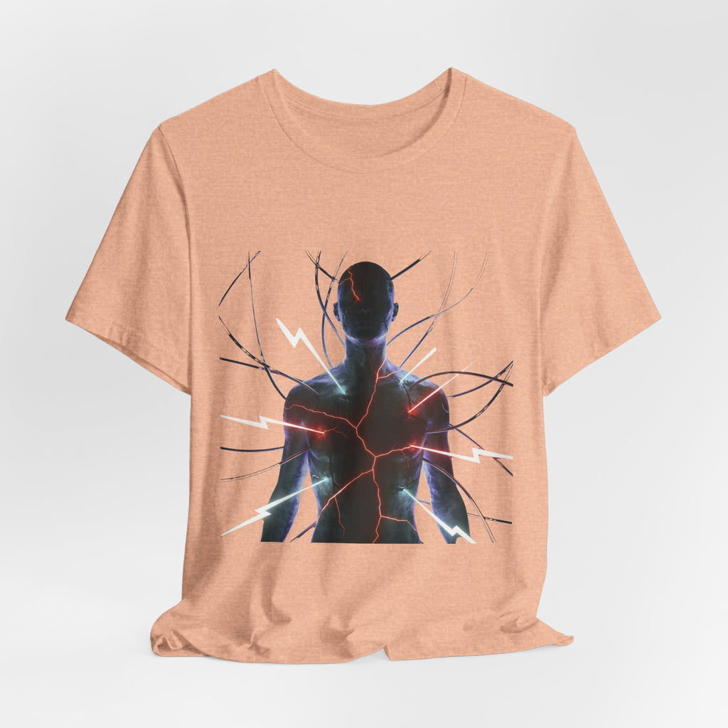 Abstract Electric Silhouette Tee — Futuristic Lightning Graphic T-Shirt