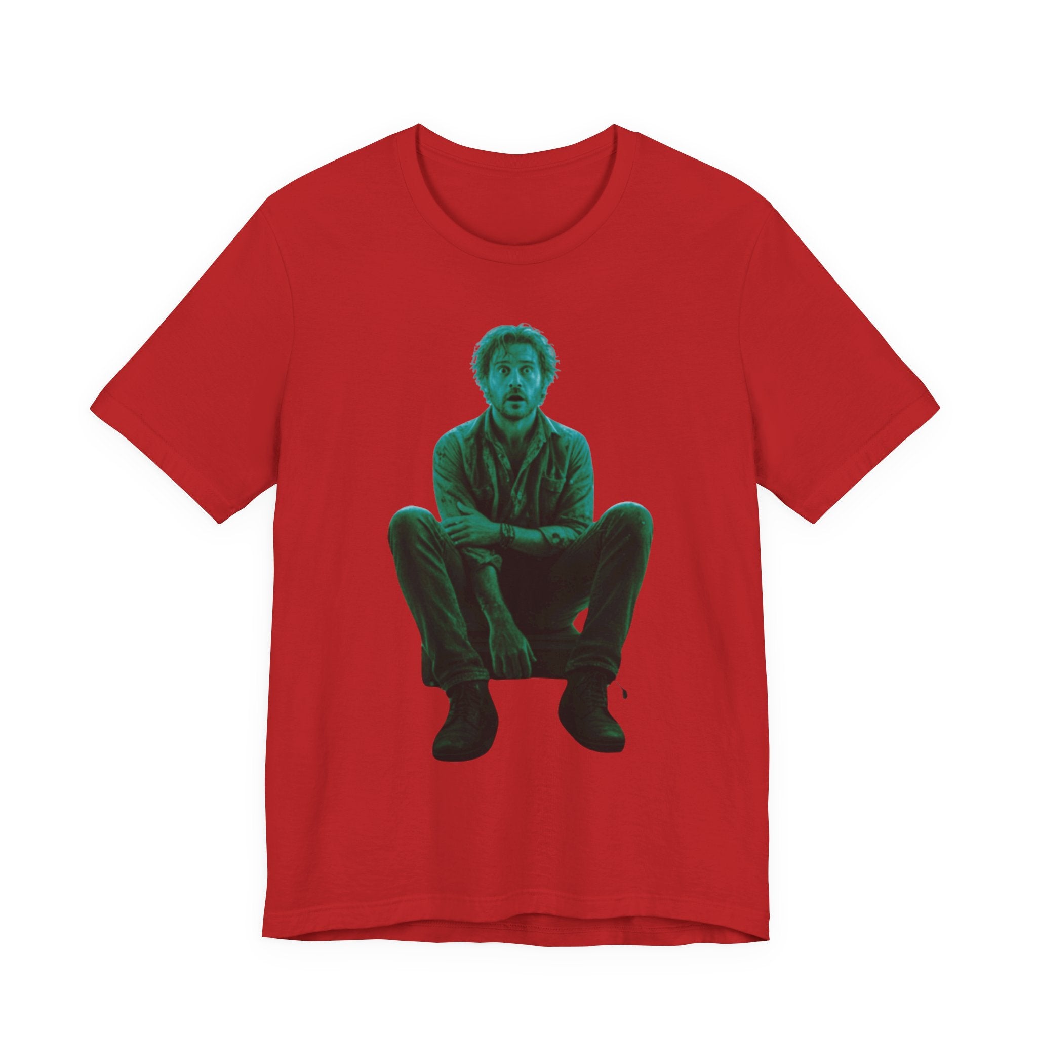 Sitting Silhouette Tee — Moody Green Portrait Graphic T-Shirt