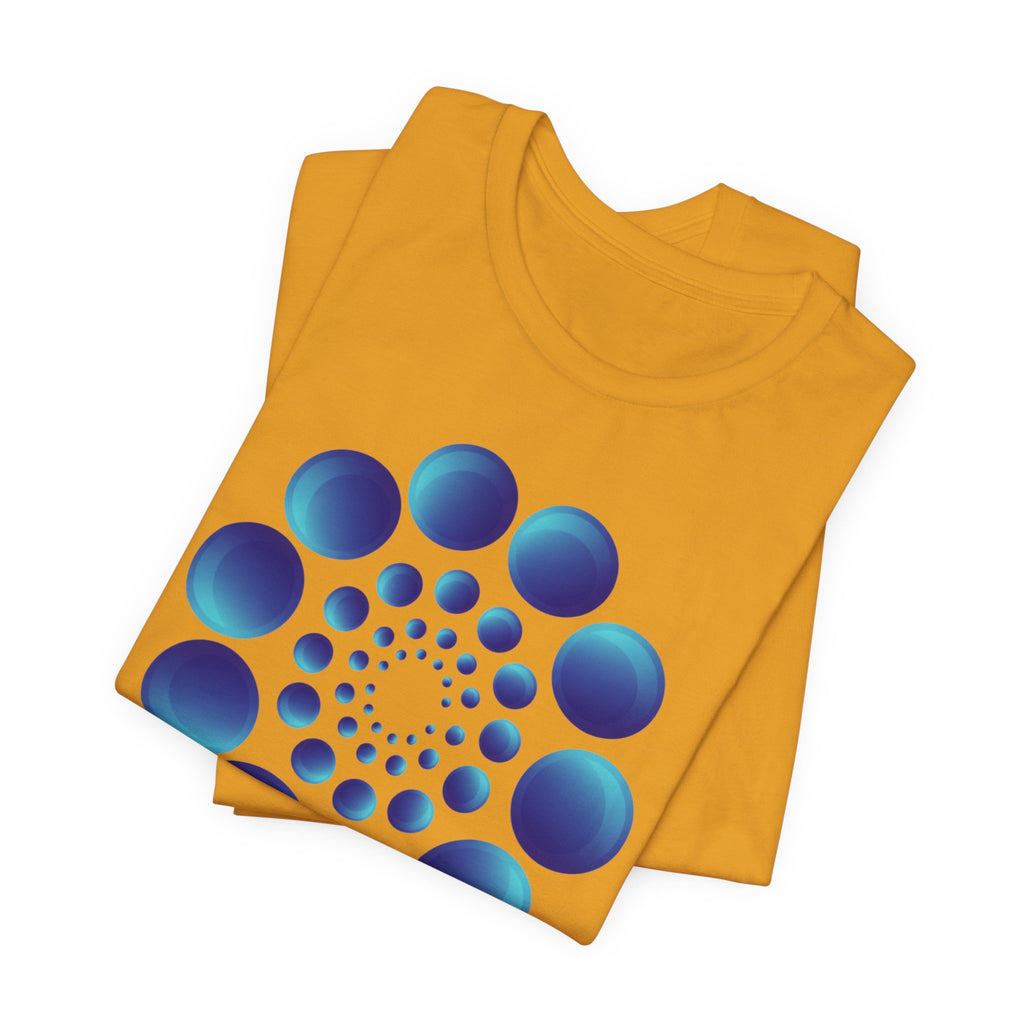Spiral Blue Dot Tee — Geometric Optical Design T-Shirt