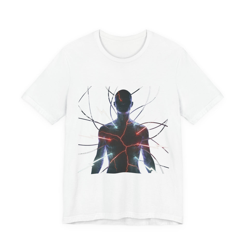 Abstract Electric Silhouette Tee — Futuristic Lightning Graphic T-Shirt