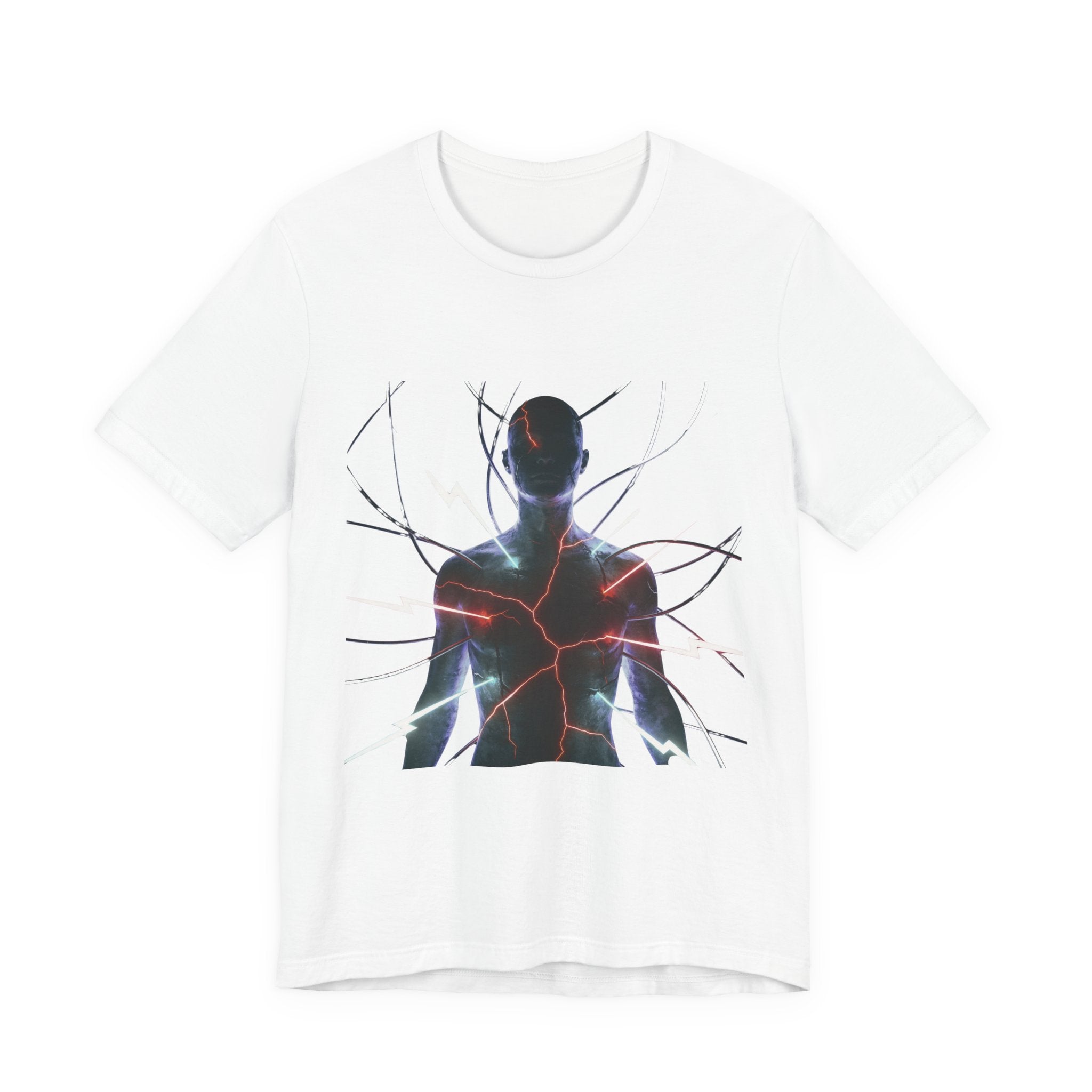 Abstract Electric Silhouette Tee — Futuristic Lightning Graphic T-Shirt