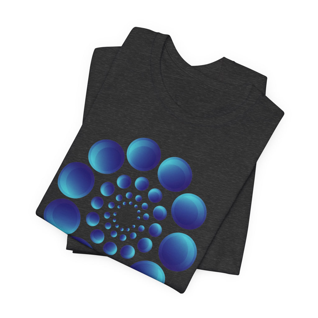 Spiral Blue Dot Tee — Geometric Optical Design T-Shirt