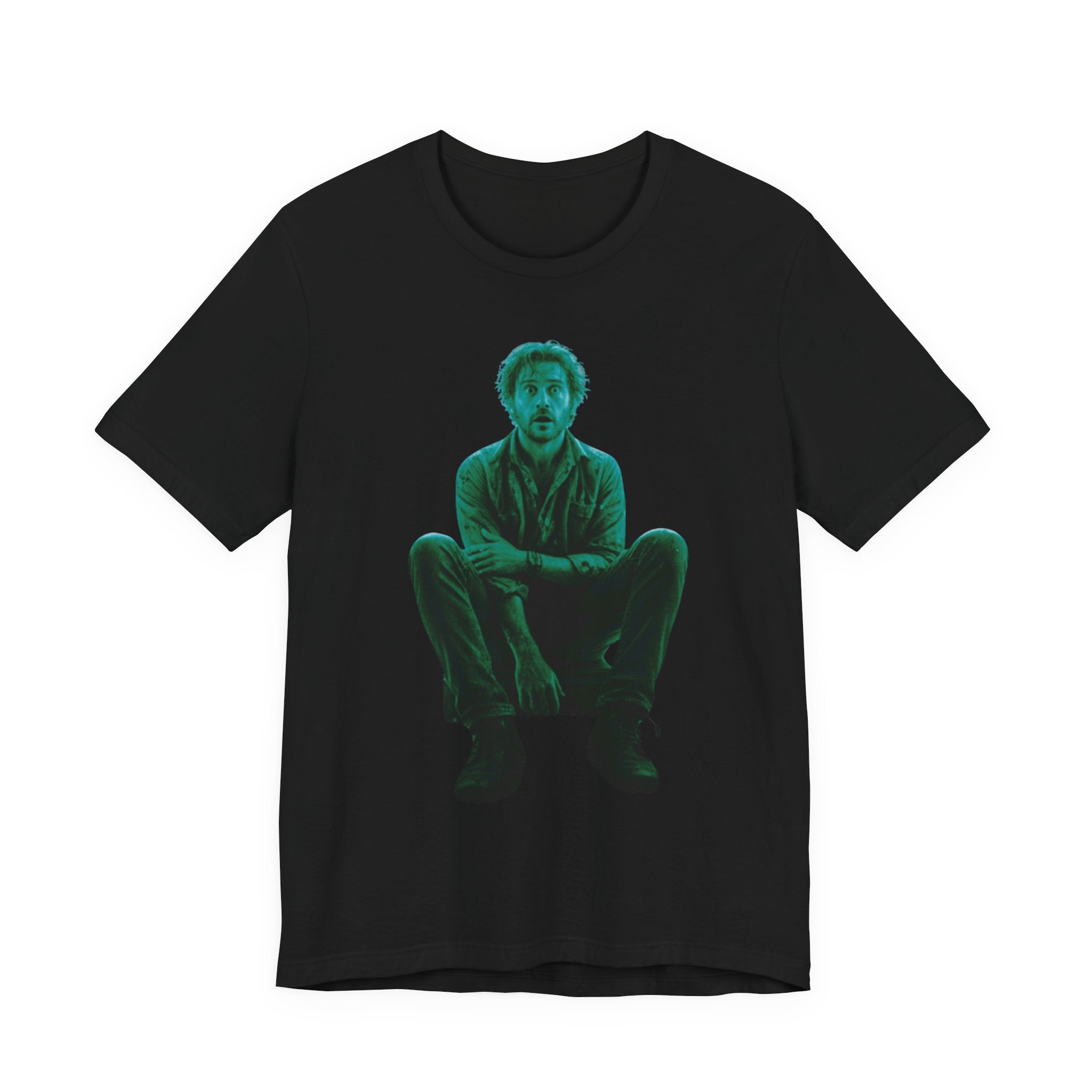 Sitting Silhouette Tee — Moody Green Portrait Graphic T-Shirt