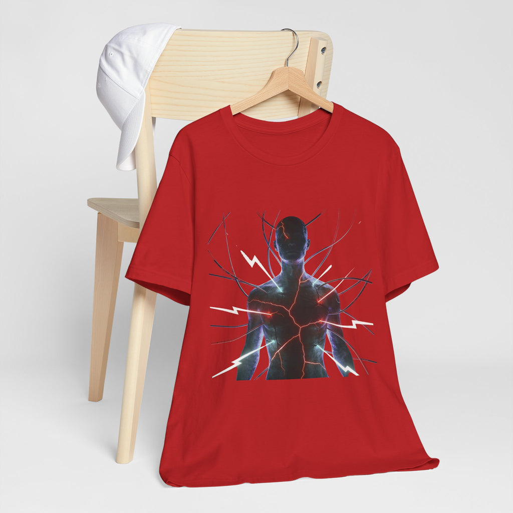 Abstract Electric Silhouette Tee — Futuristic Lightning Graphic T-Shirt