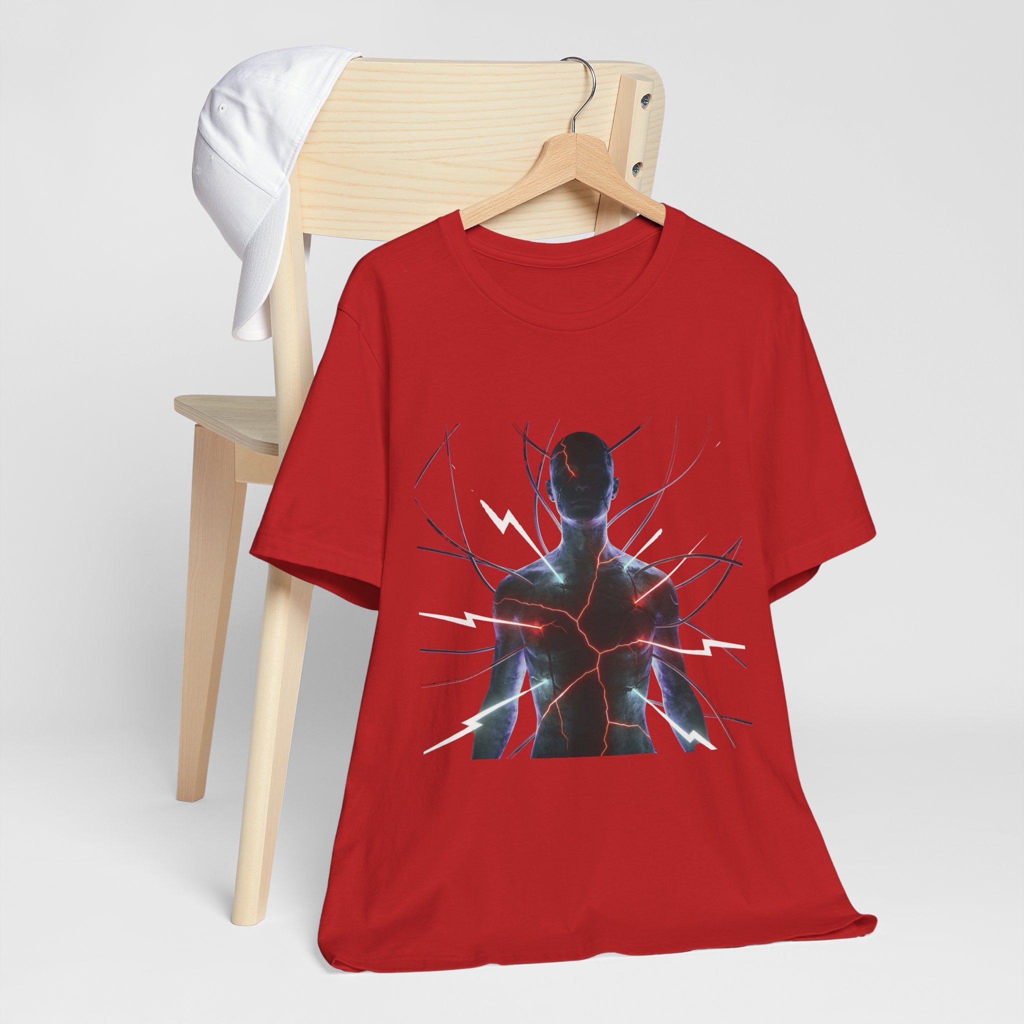 Abstract Electric Silhouette Tee — Futuristic Lightning Graphic T-Shirt