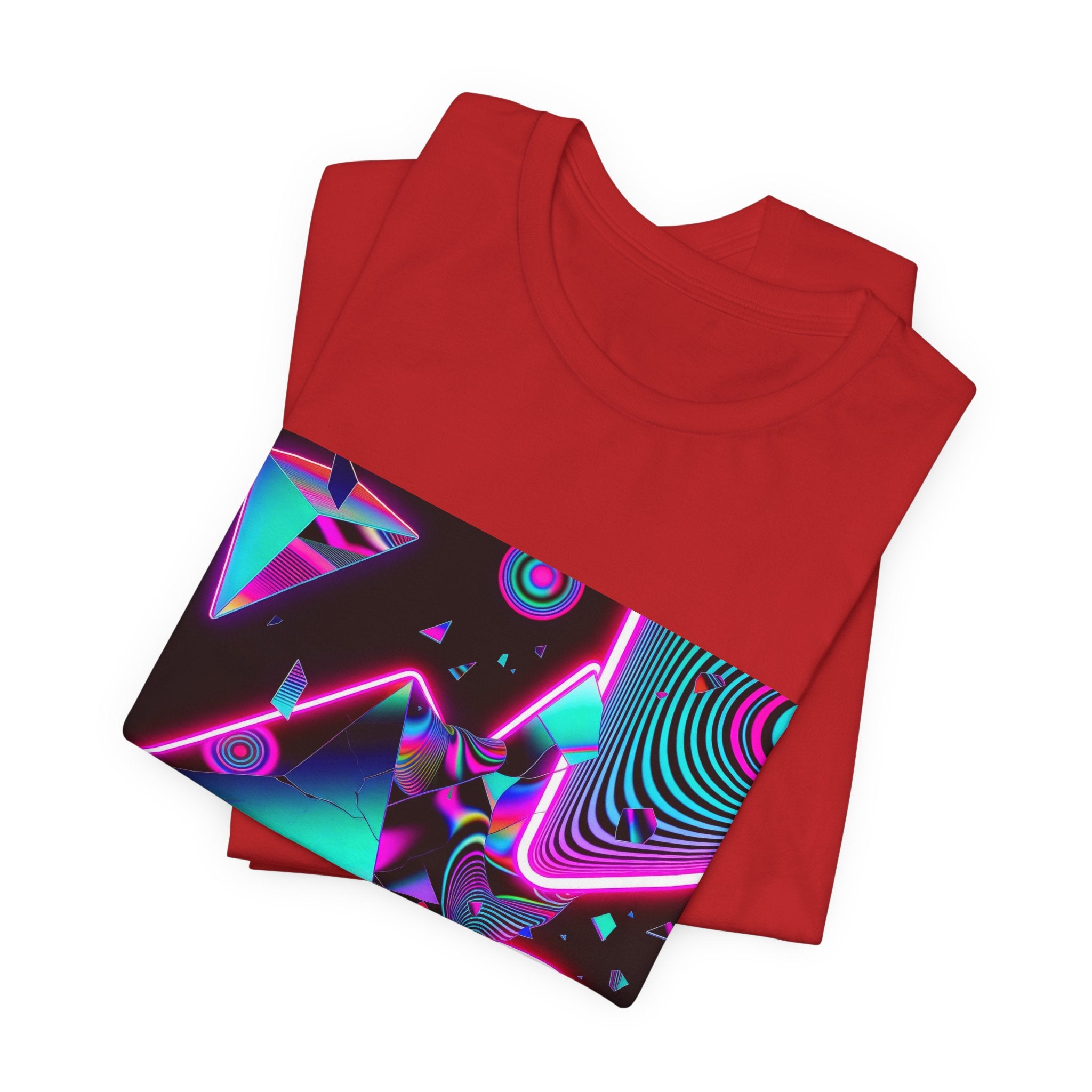 Retro Neon Vaporwave T-Shirt – 80s Synthwave Geometric Tee