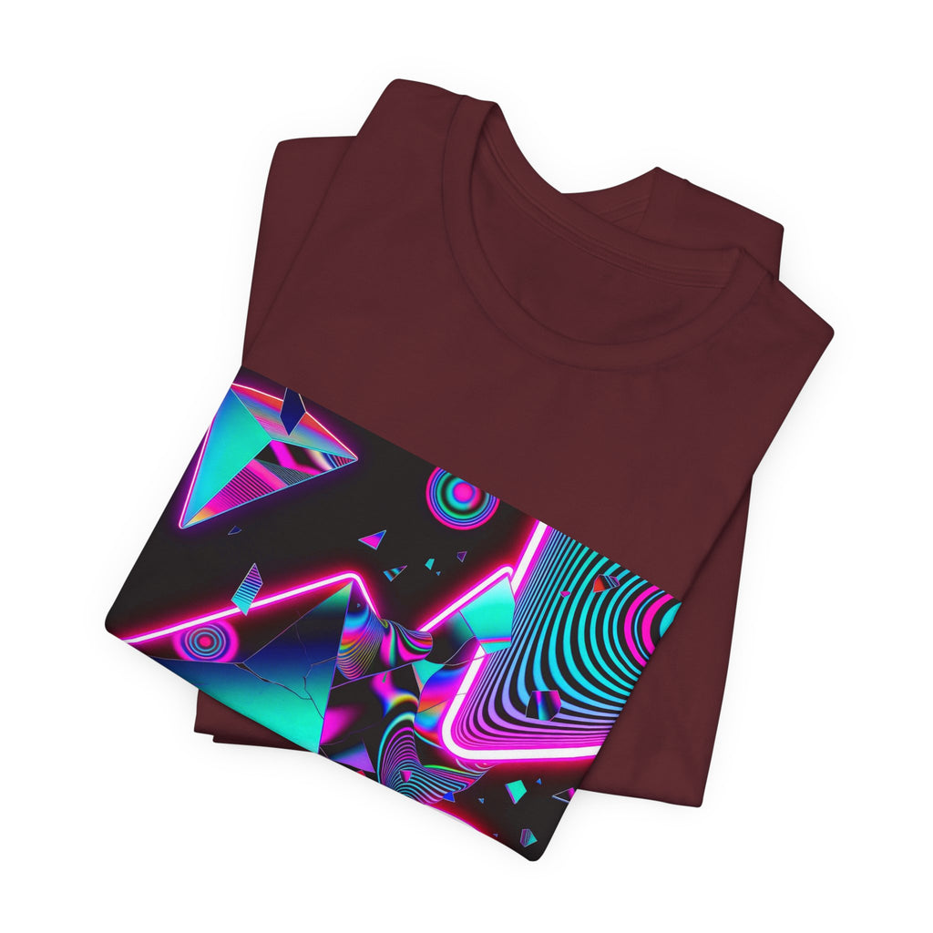 Retro Neon Vaporwave T-Shirt – 80s Synthwave Geometric Tee