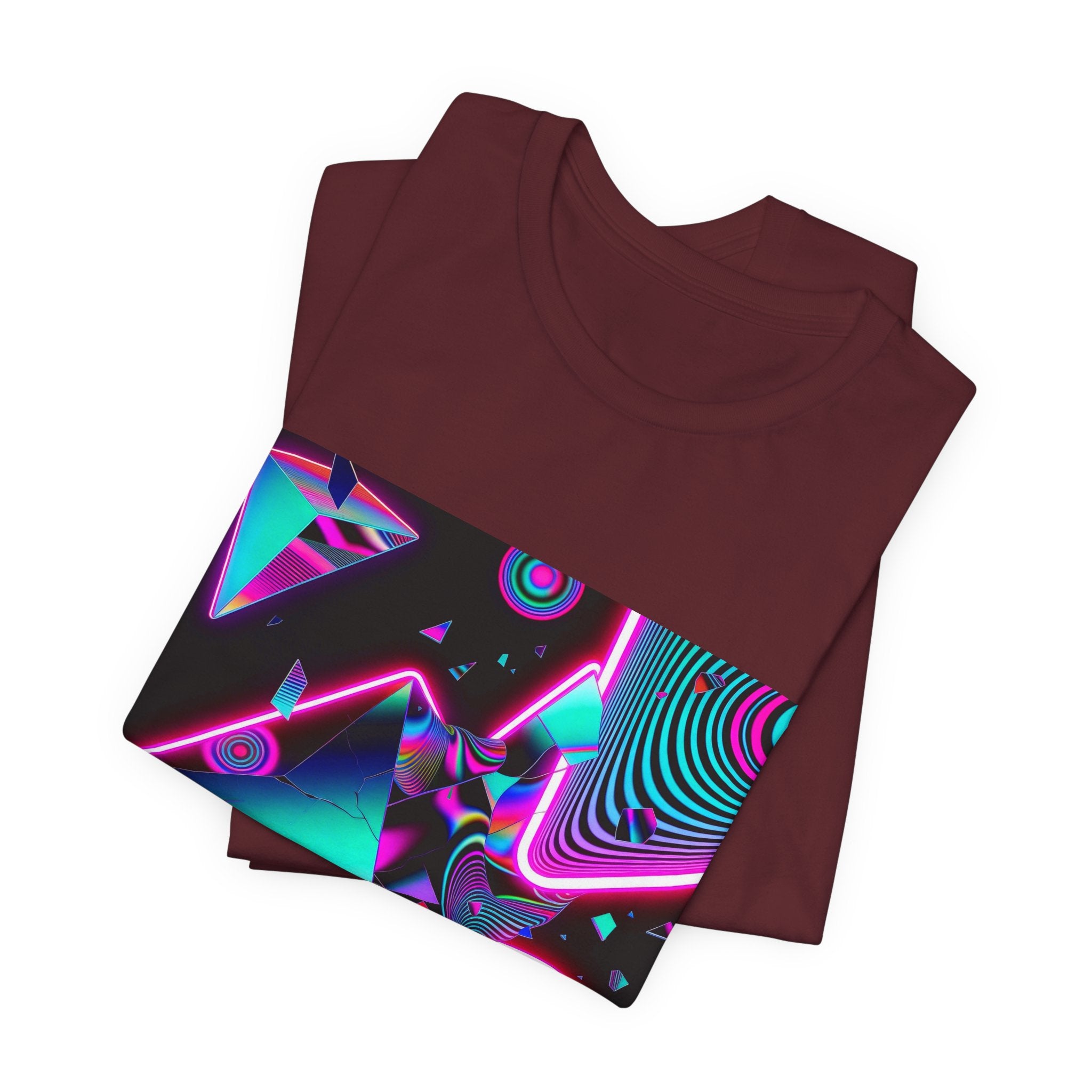 Retro Neon Vaporwave T-Shirt – 80s Synthwave Geometric Tee