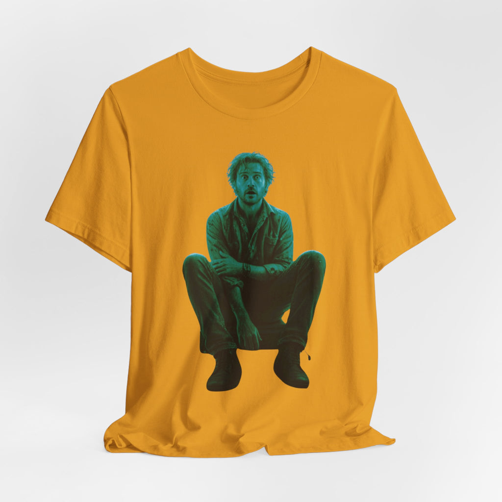Sitting Silhouette Tee — Moody Green Portrait Graphic T-Shirt