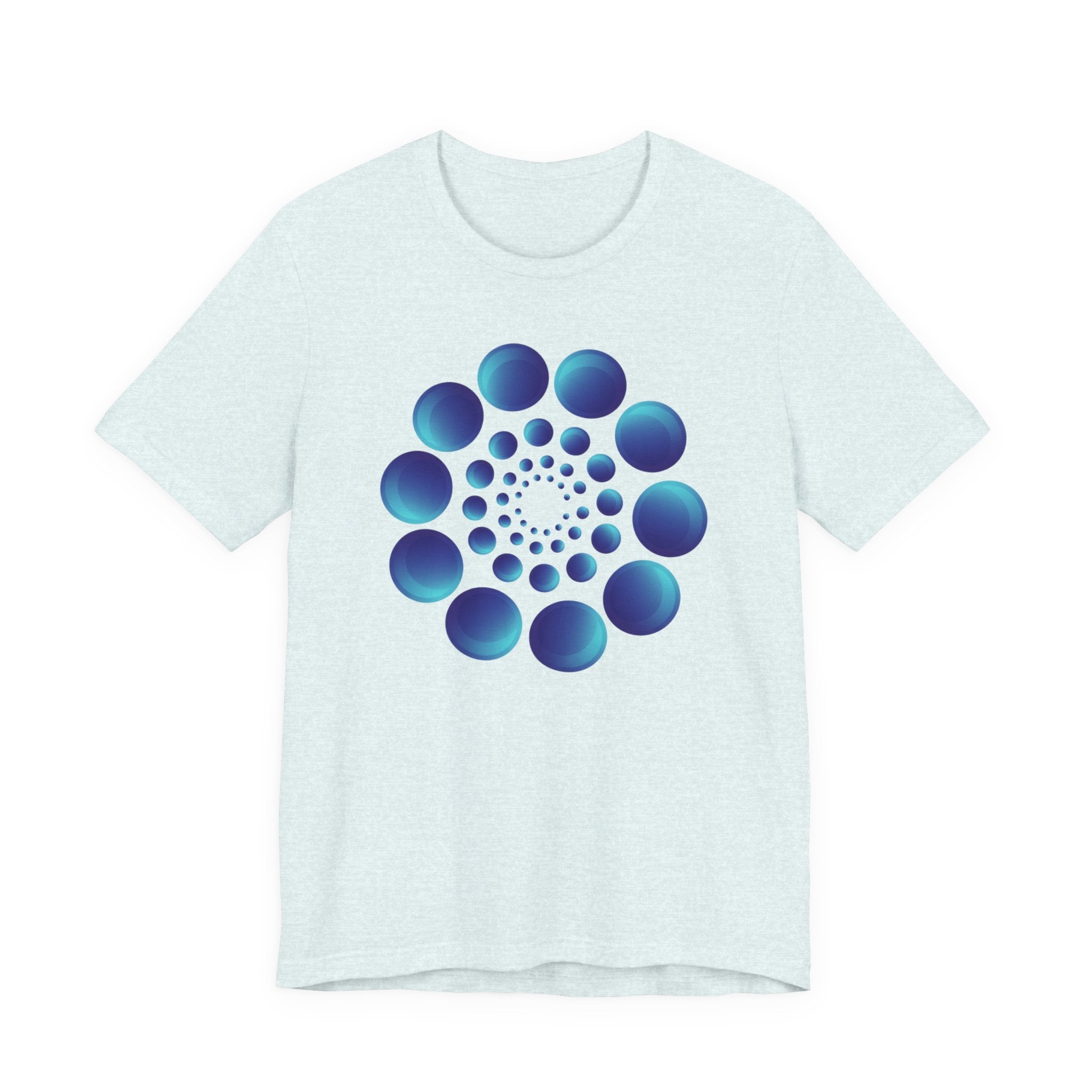 Spiral Blue Dot Tee — Geometric Optical Design T-Shirt