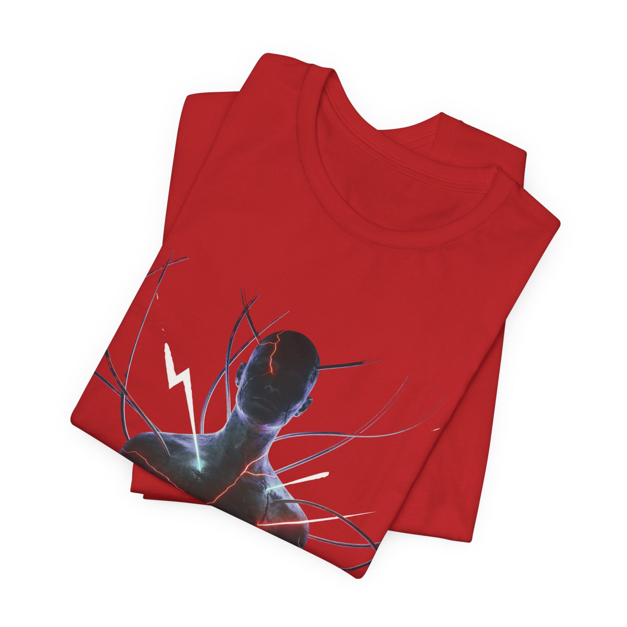 Abstract Electric Silhouette Tee — Futuristic Lightning Graphic T-Shirt