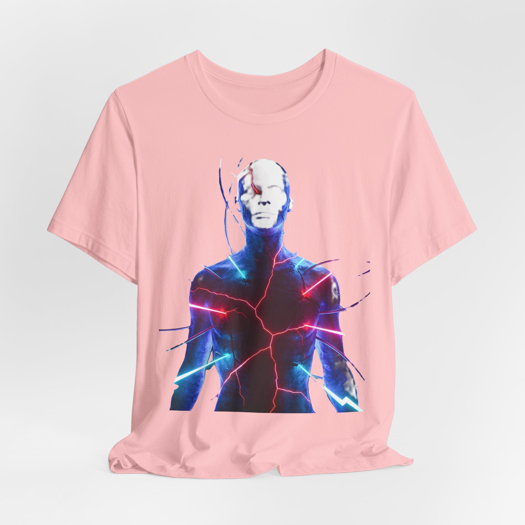 Electric Human Silhouette Tee — Neon Lightning Graphic T‑Shirt