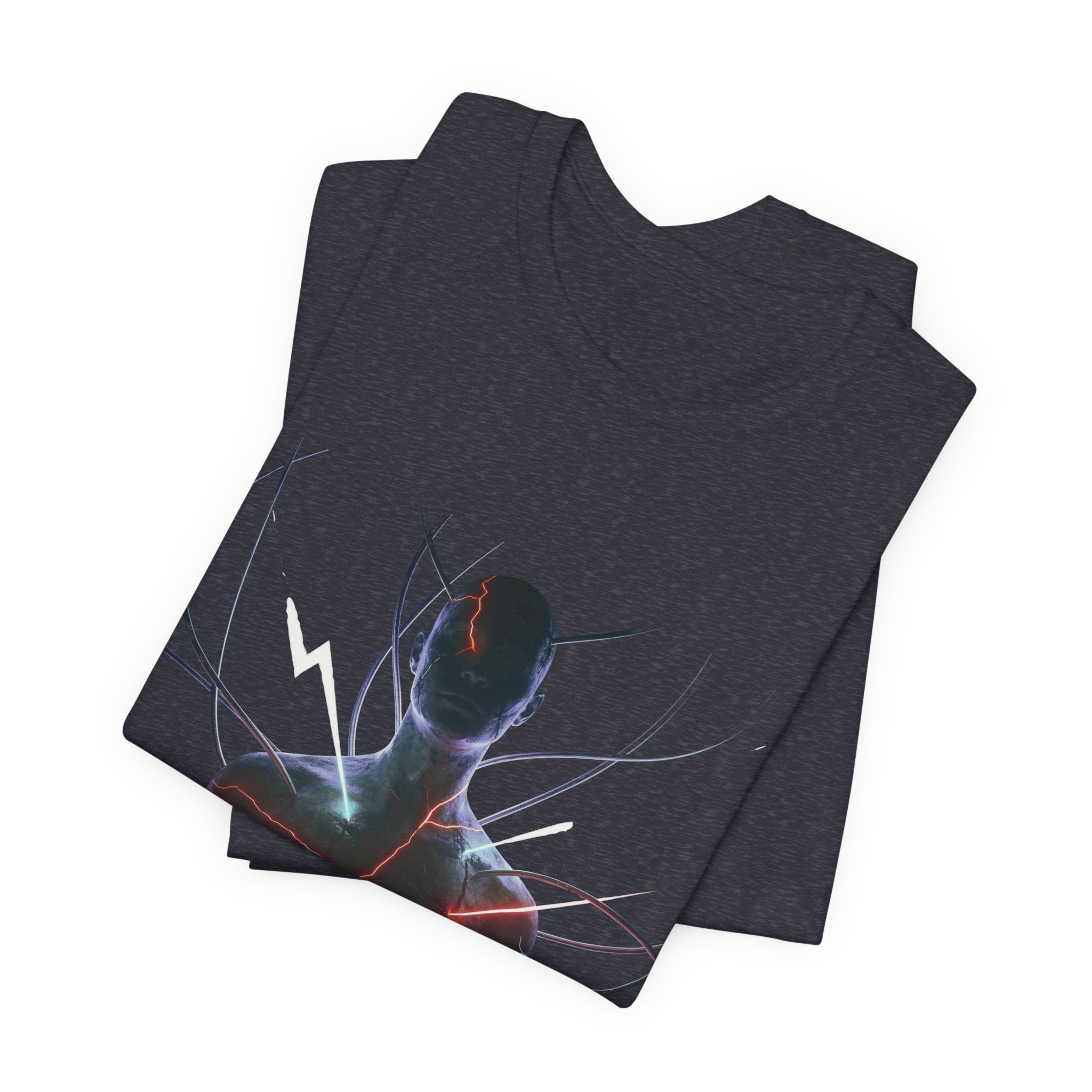 Abstract Electric Silhouette Tee — Futuristic Lightning Graphic T-Shirt