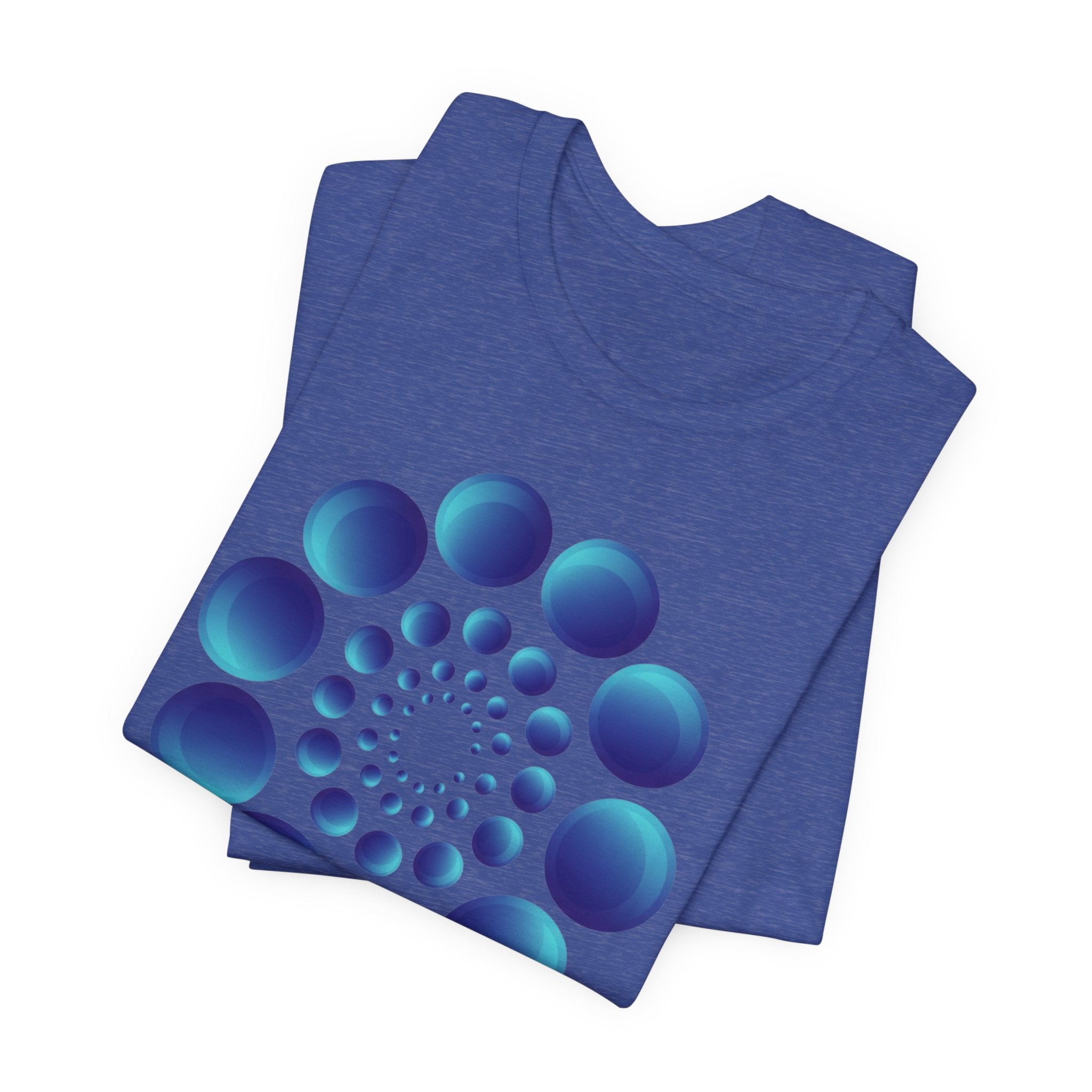 Spiral Blue Dot Tee — Geometric Optical Design T-Shirt