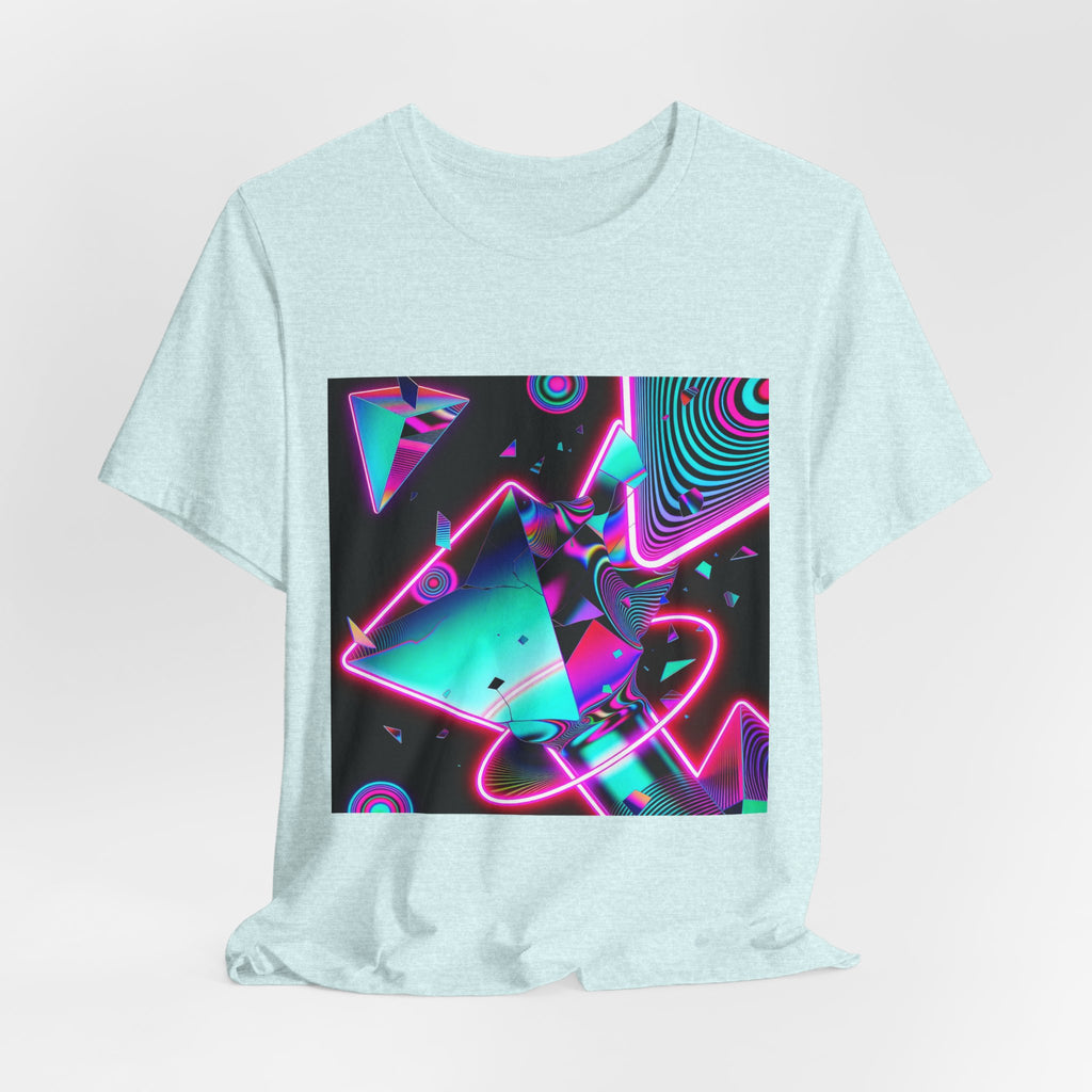Retro Neon Vaporwave T-Shirt – 80s Synthwave Geometric Tee