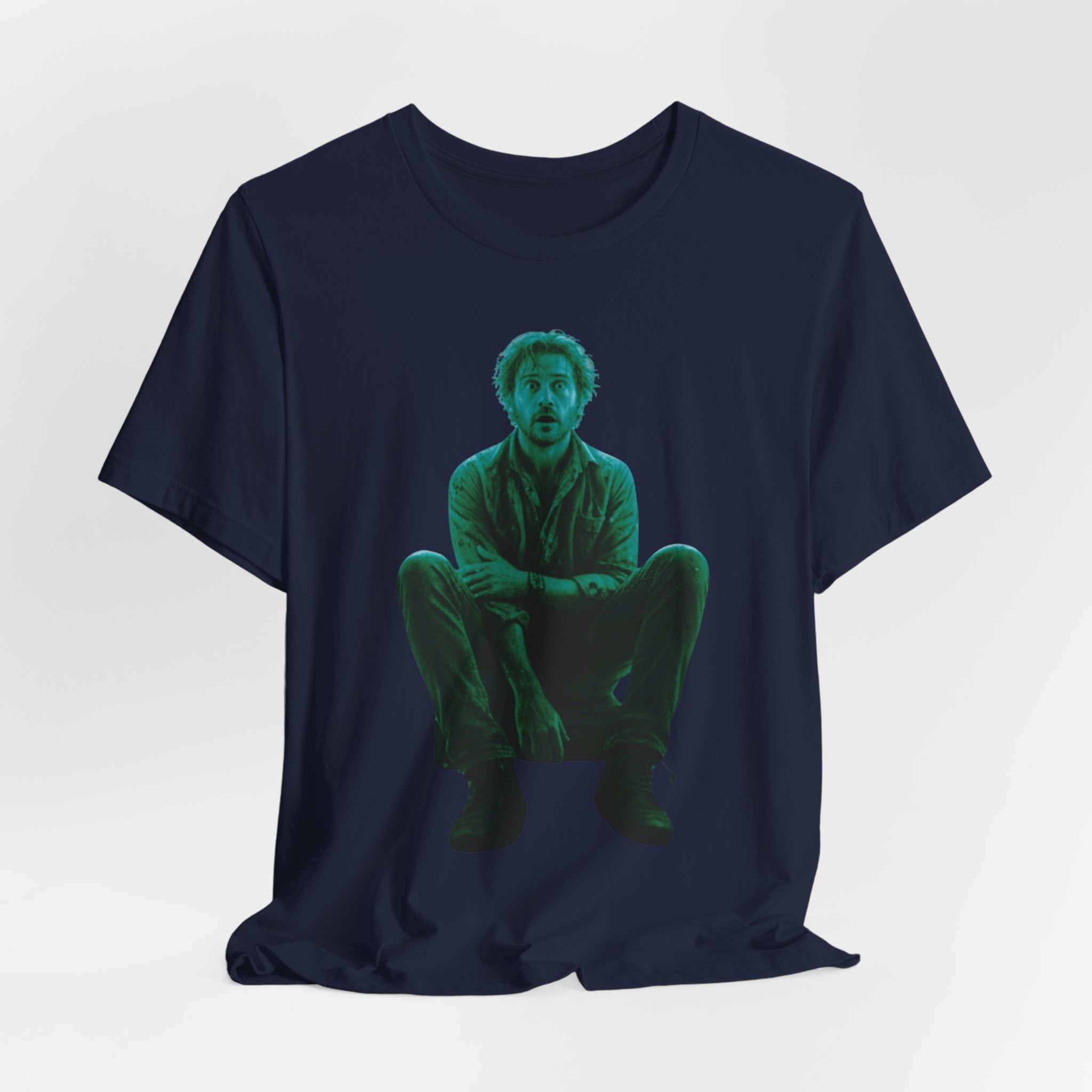 Sitting Silhouette Tee — Moody Green Portrait Graphic T-Shirt