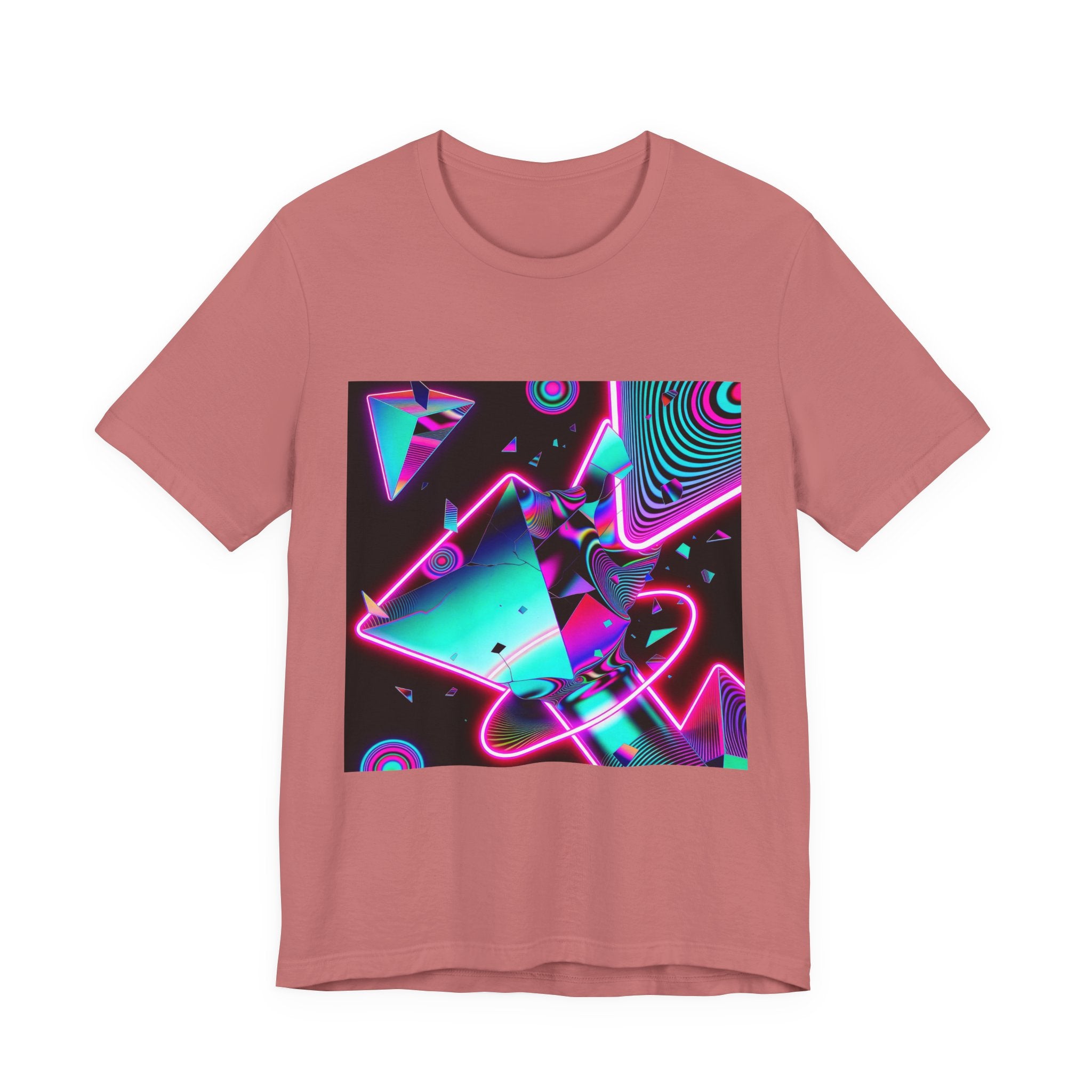 Retro Neon Vaporwave T-Shirt – 80s Synthwave Geometric Tee