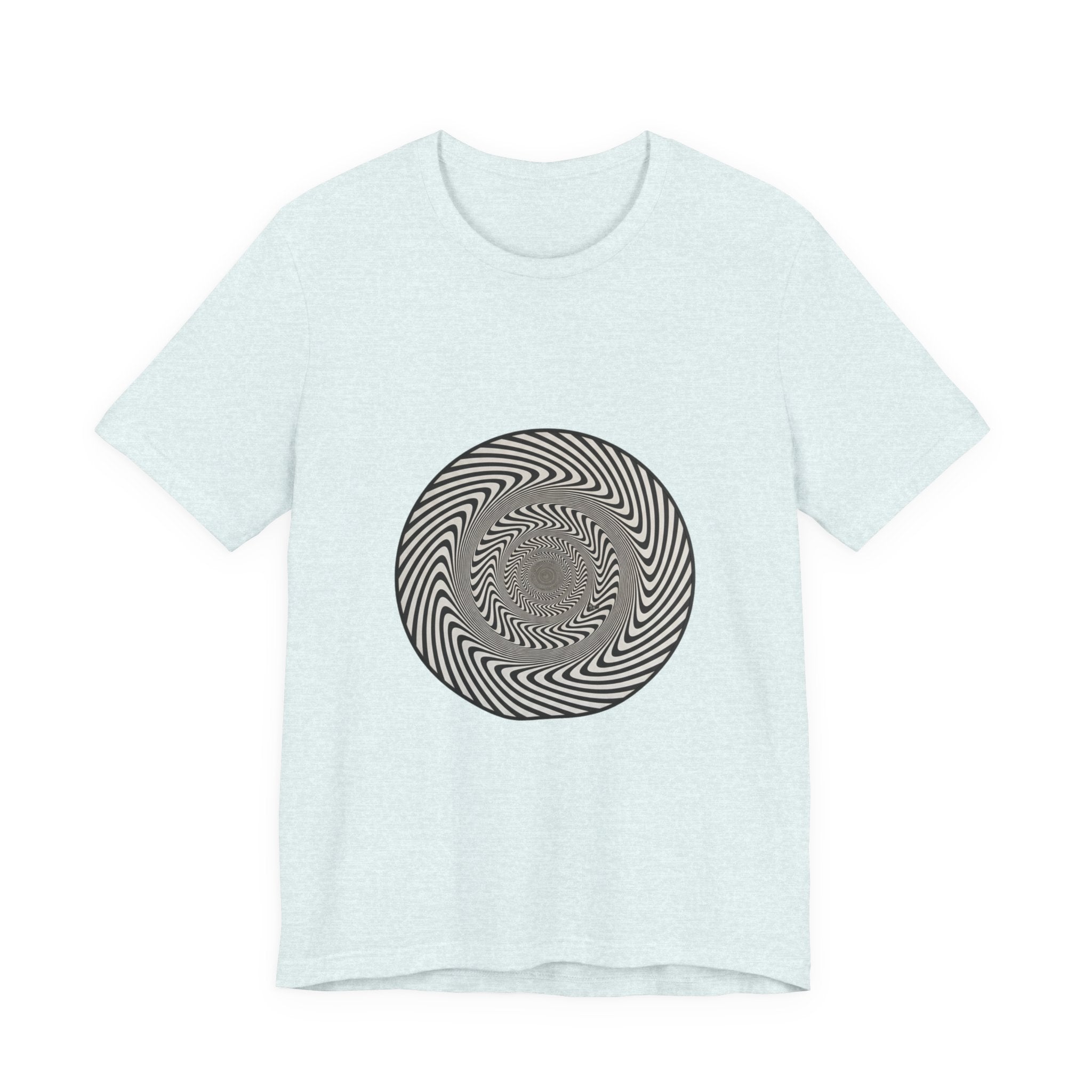 Optical Spiral Illusion Tee - Black Hypnotic Circle Graphic T-Shirt