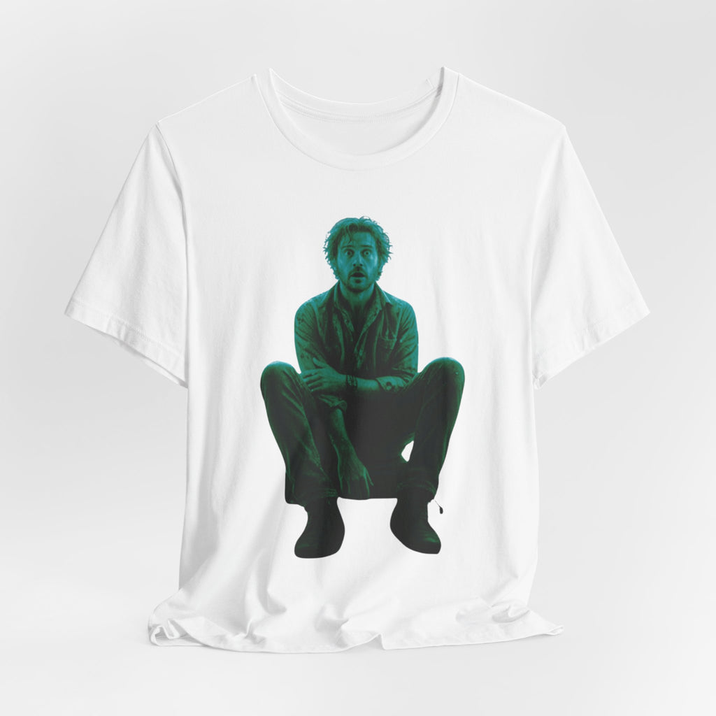 Sitting Silhouette Tee — Moody Green Portrait Graphic T-Shirt